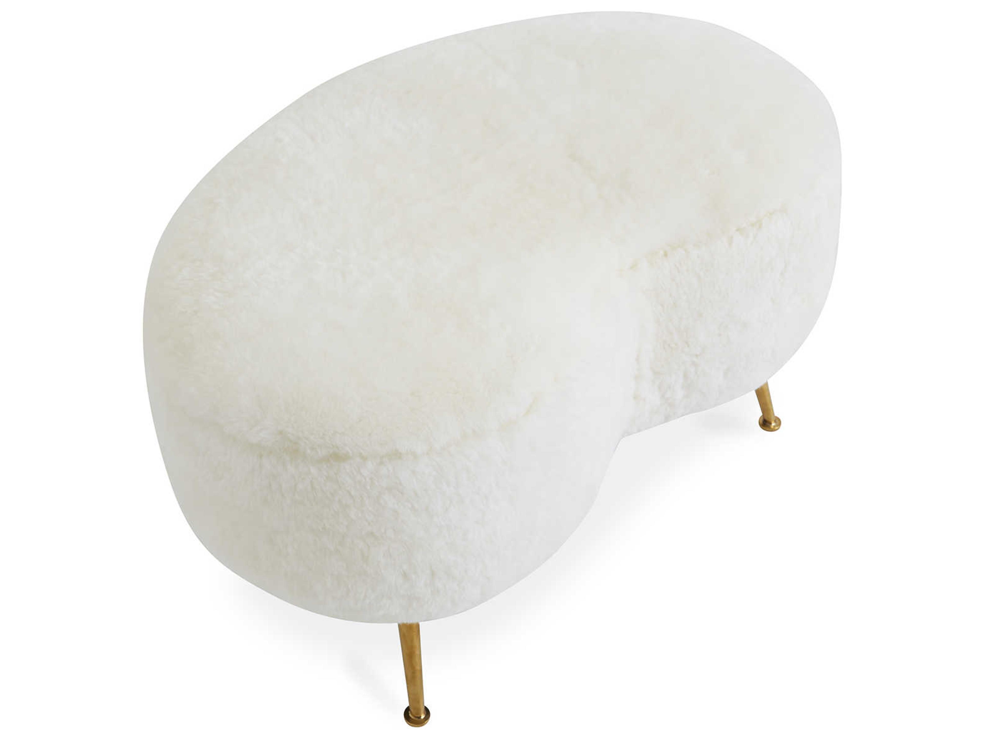 Jonathan Adler Ether White Brass Gold Upholstered Ottoman