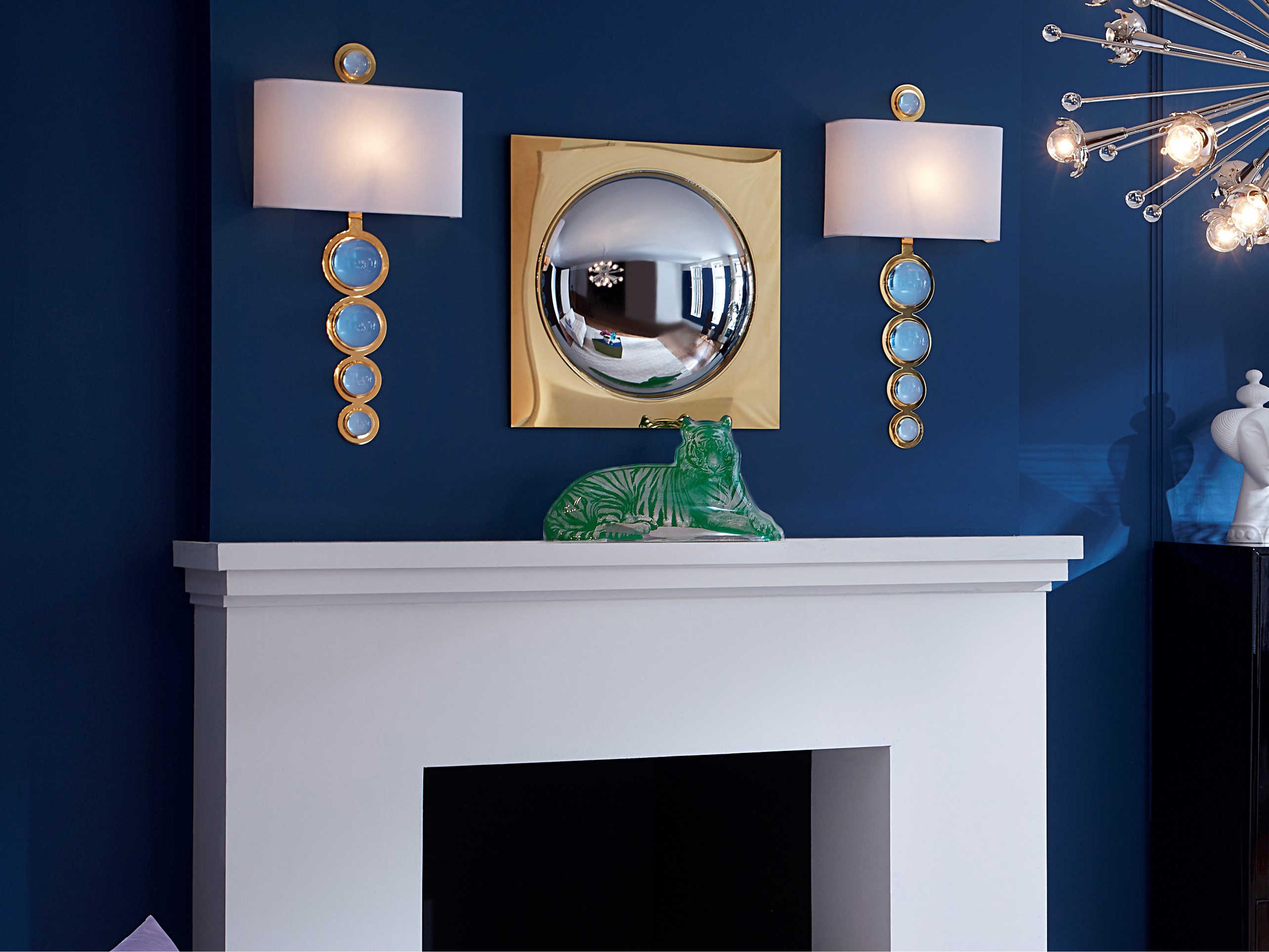 Jonathan Adler Globo 1-Light Polished Brass Blue Acrylic Wall Sconce