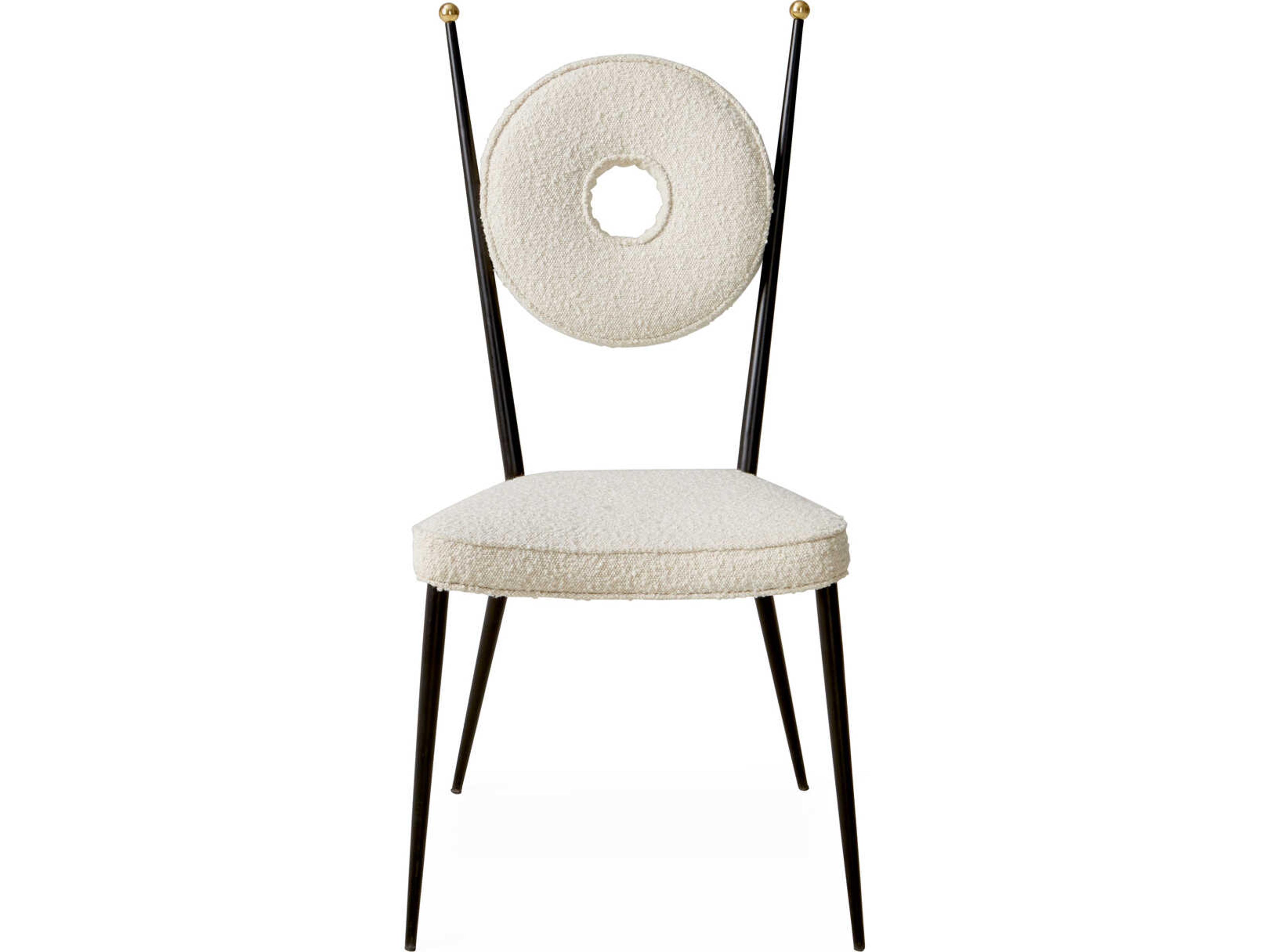 Jonathan Adler Rondo White Upholstered Armless Dining Chair