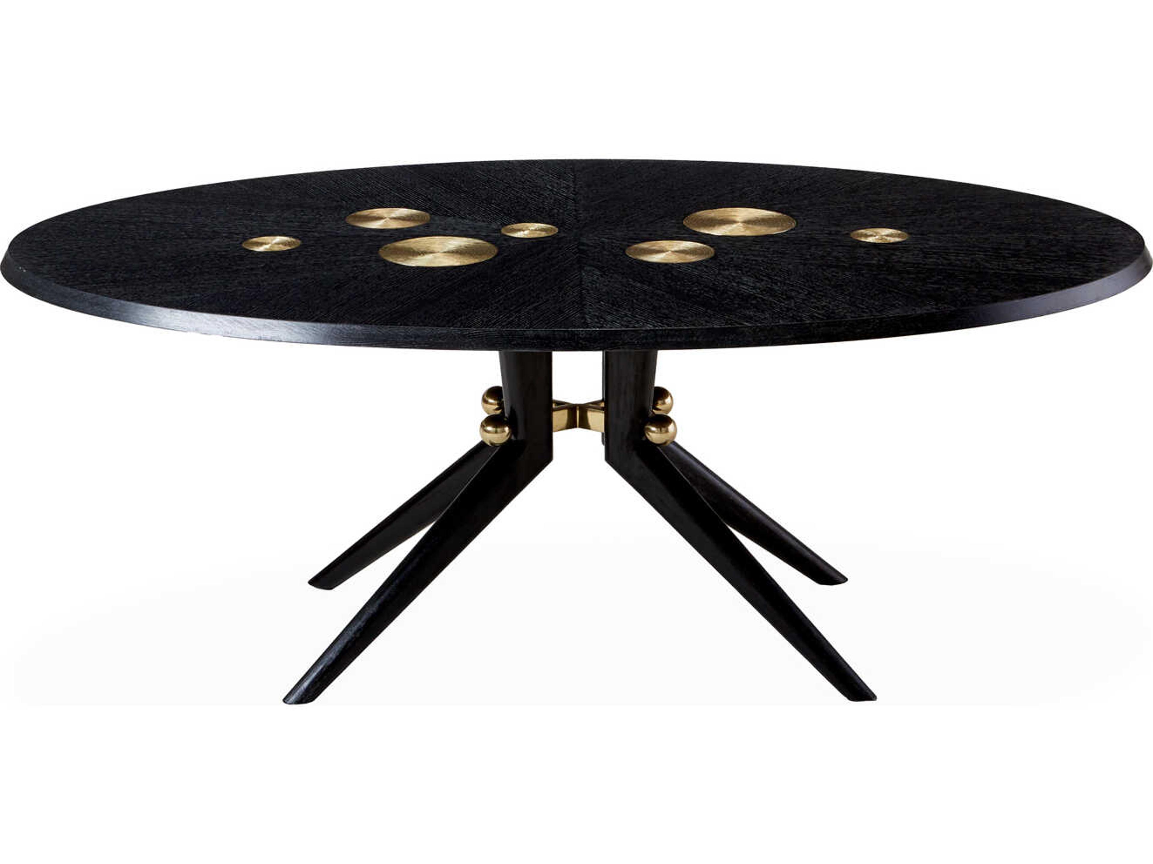 Trocadero Round Wood Ebonized Oak Dining Table