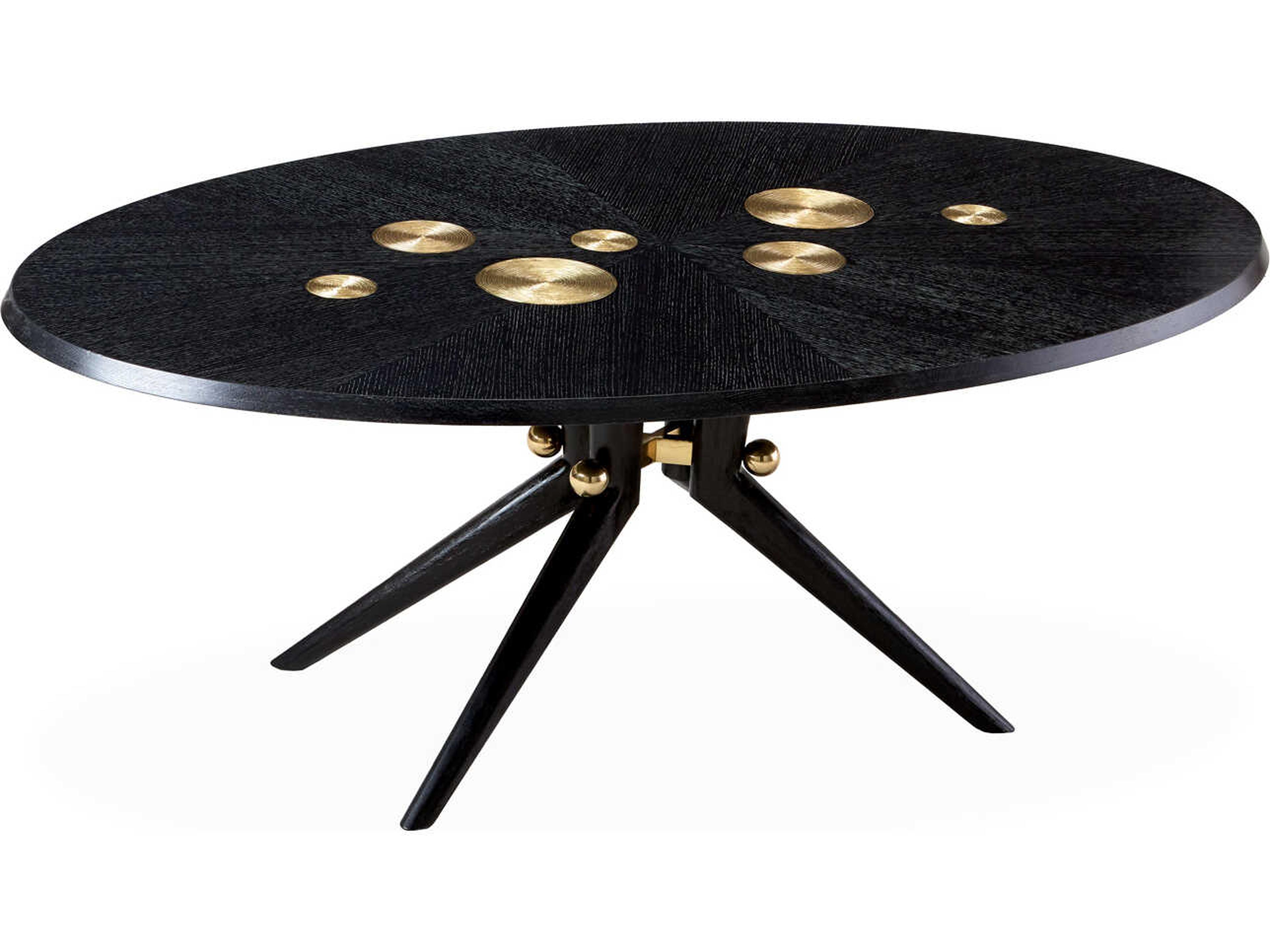 Jonathan Adler Trocadero Round Wood Ebonized Oak Dining Table