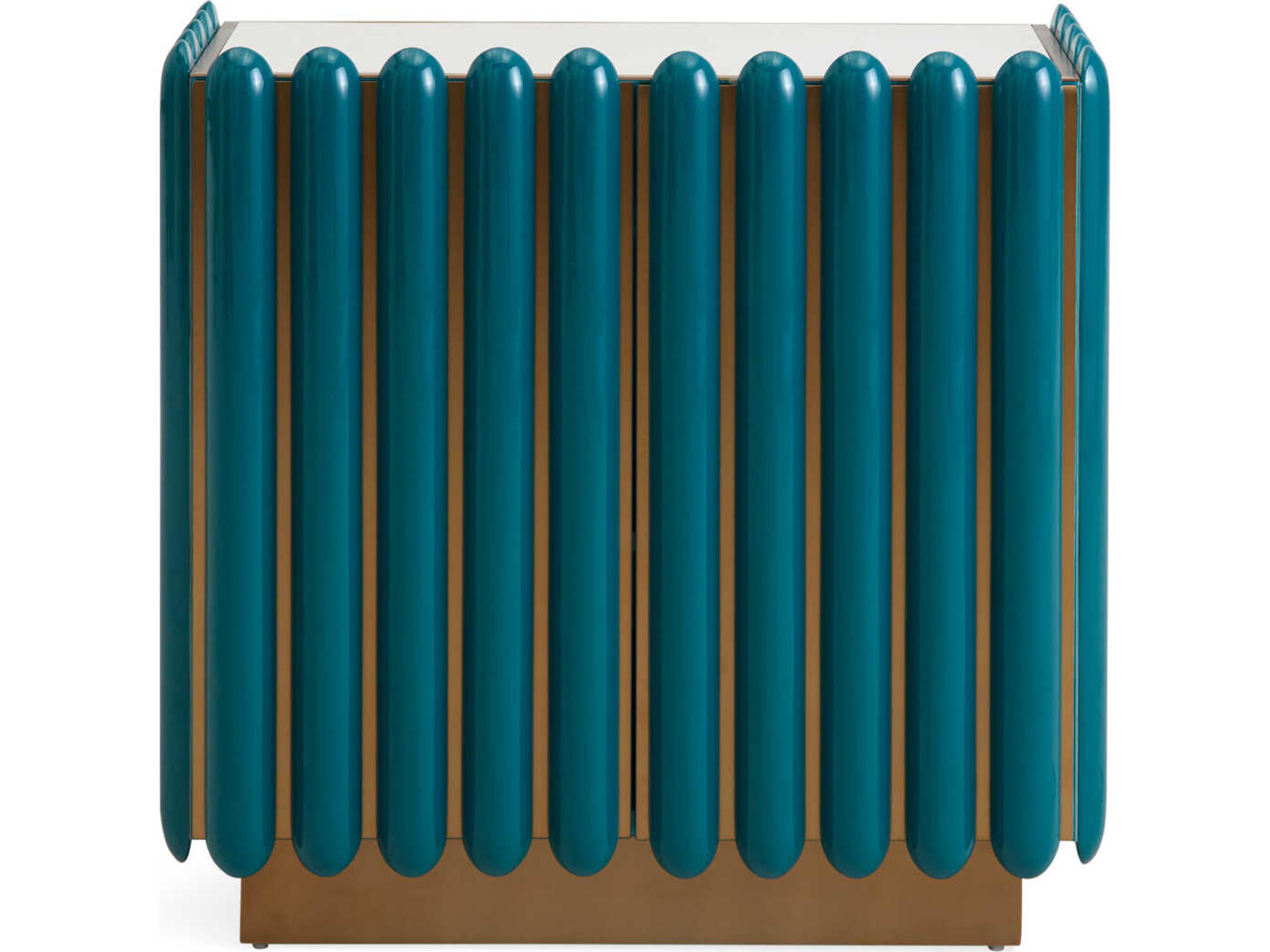 Jonathan Adler Kiki Teal Ivory Blue Accent Chest