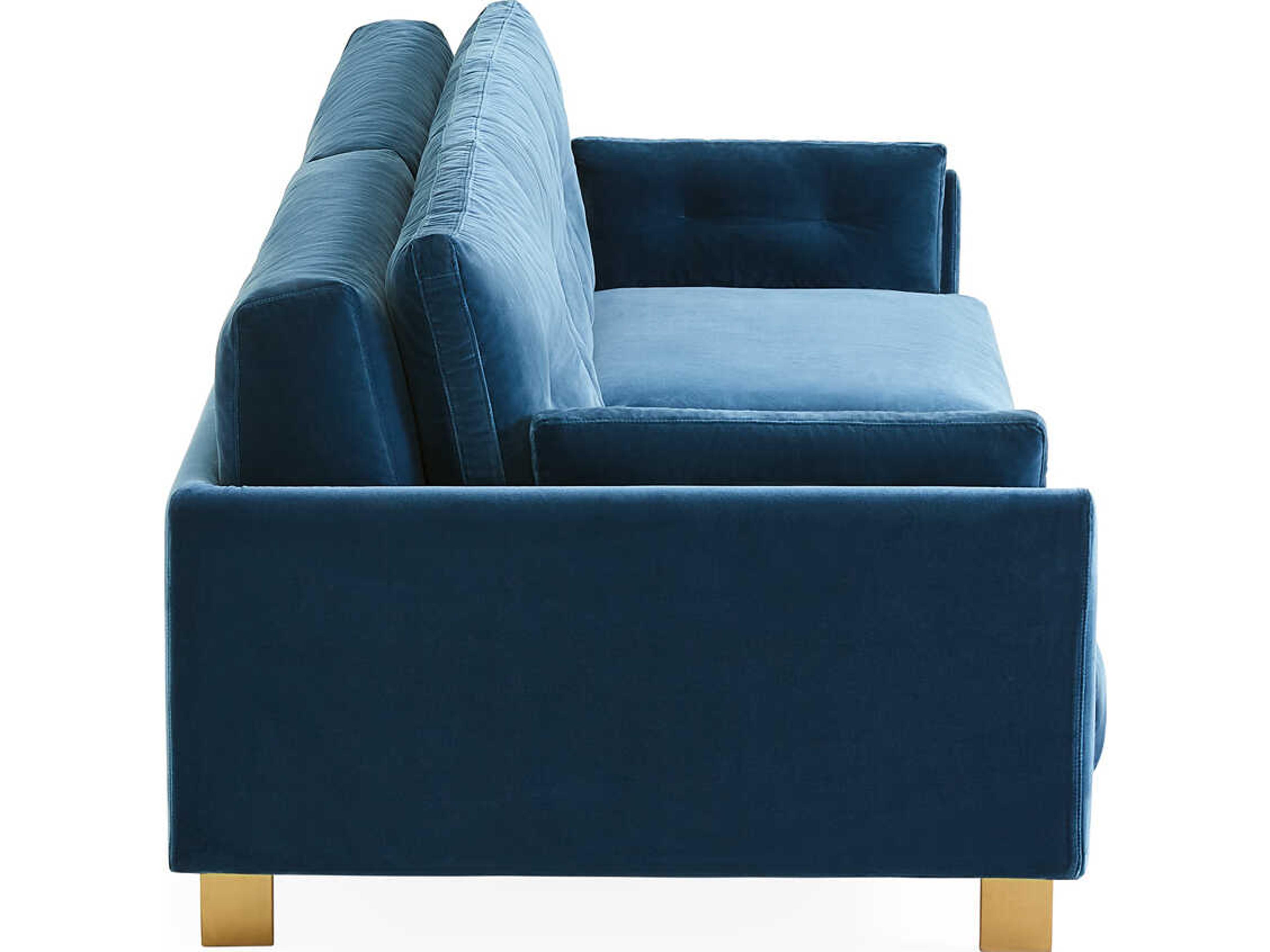 Jonathan Adler Malibu Varese Petrol Blue Velvet Upholstered Sofa