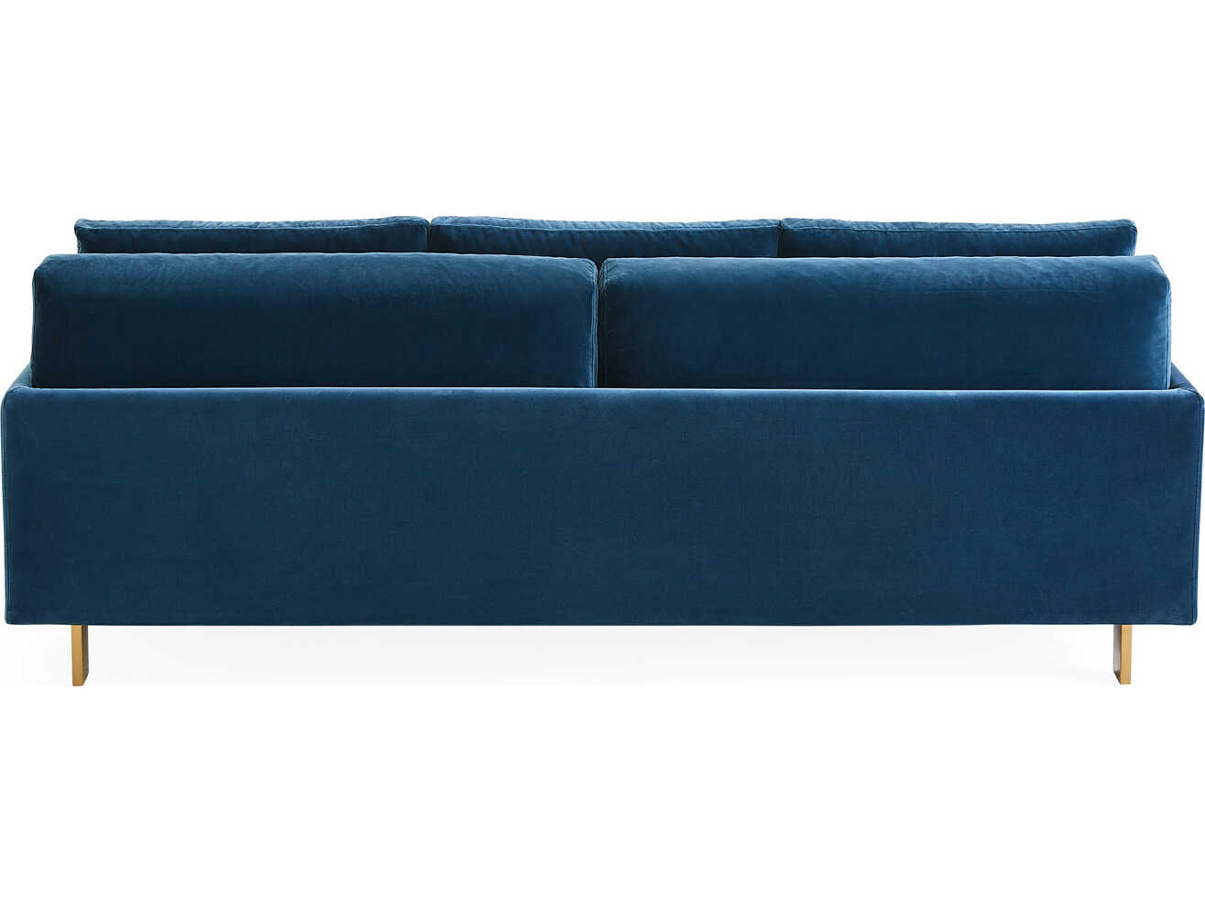 Jonathan Adler Malibu Varese Petrol Blue Velvet Upholstered Sofa