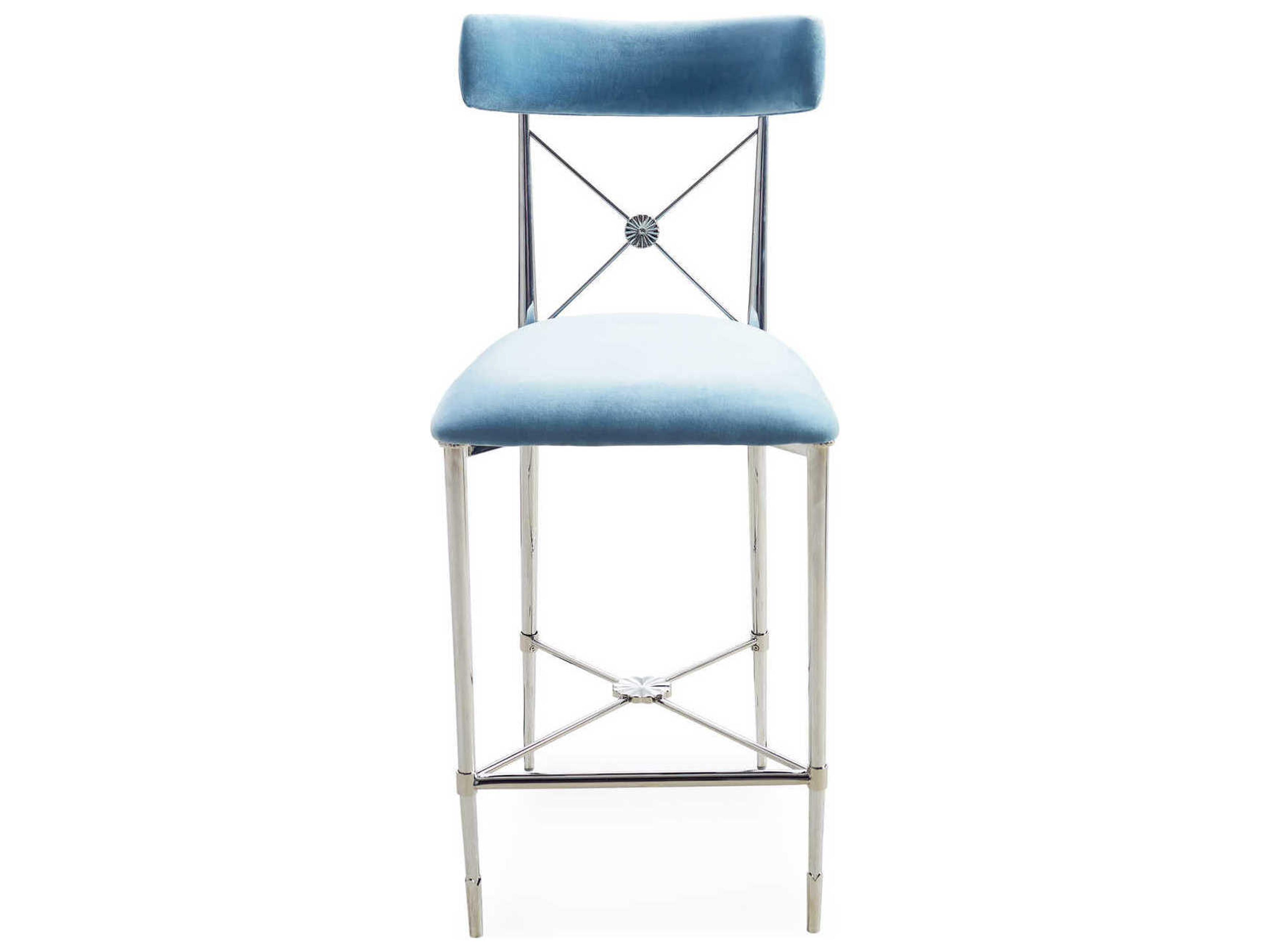 Jonathan Adler Rider Rialto Smoke White Nickel Counter Stool