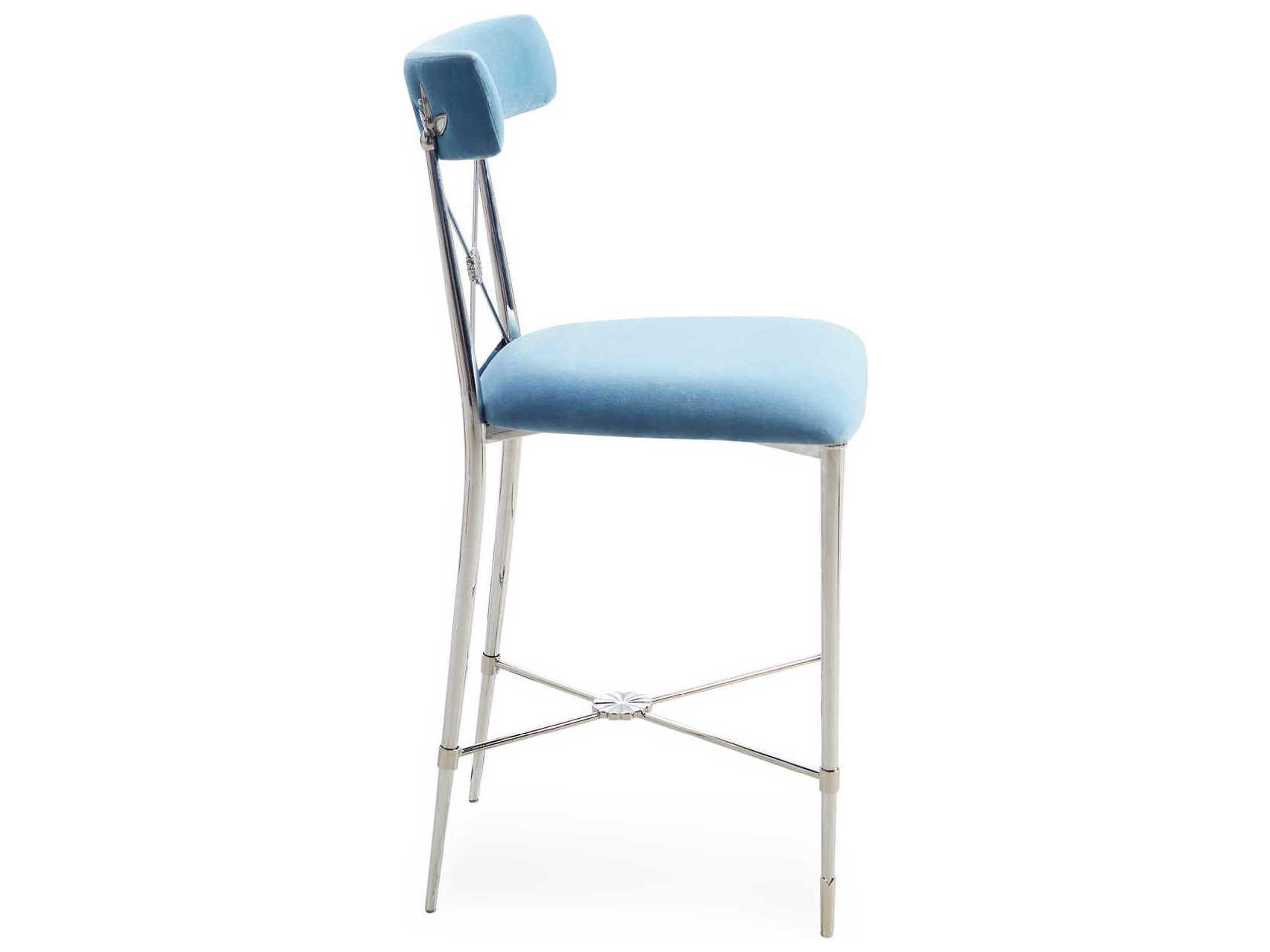 Jonathan Adler Rider Rialto Smoke White Nickel Counter Stool