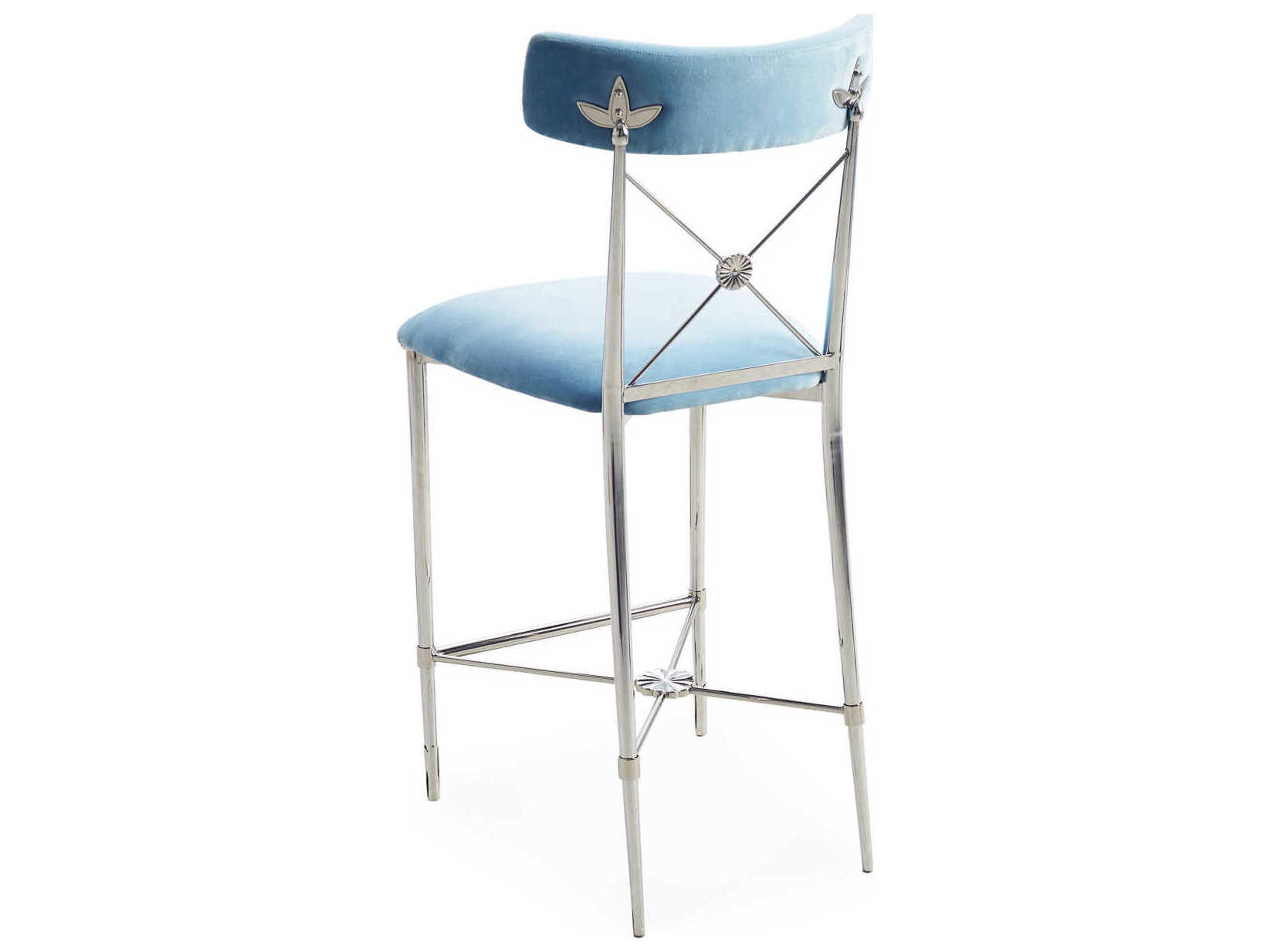 Jonathan Adler Rider Rialto Smoke White Nickel Counter Stool