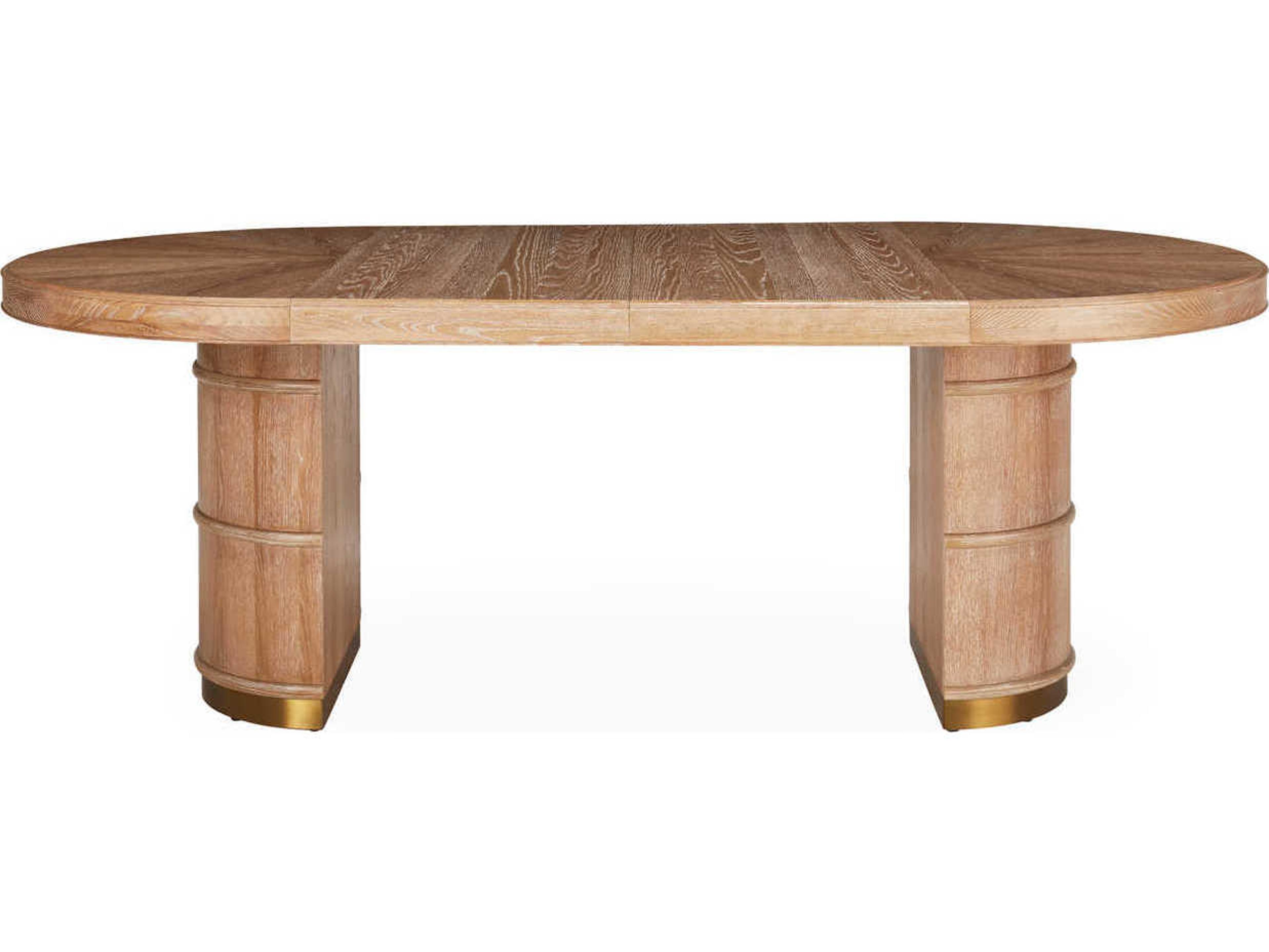 Jonathan Adler Brussels Round Wood Oak Brass Dining Table
