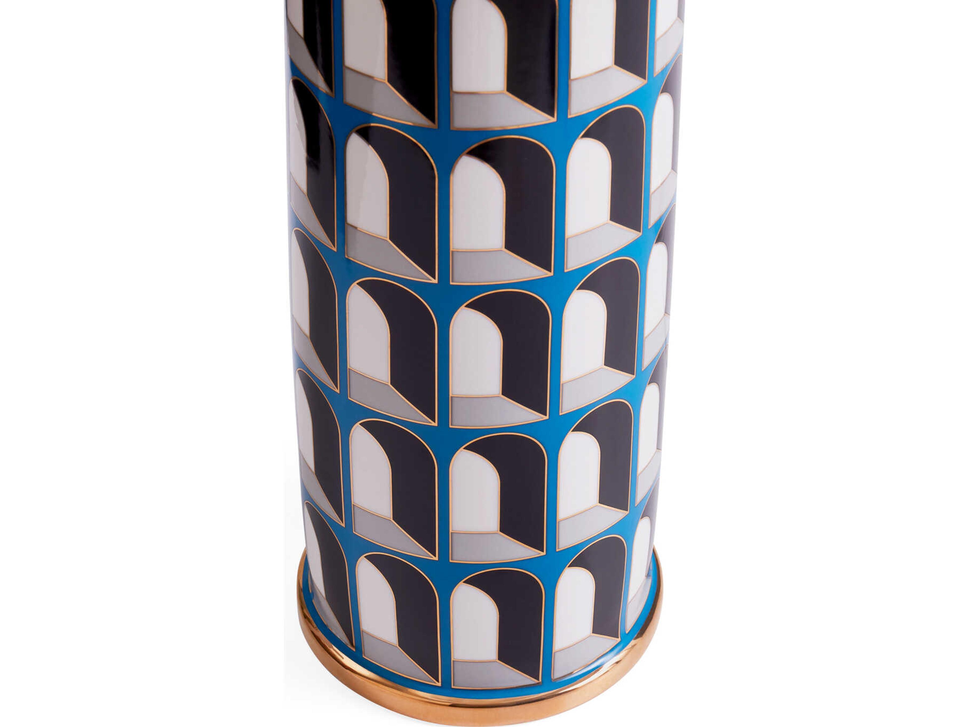 Jonathan Adler Arcade Gold Brass White Blue Buffet Lamp