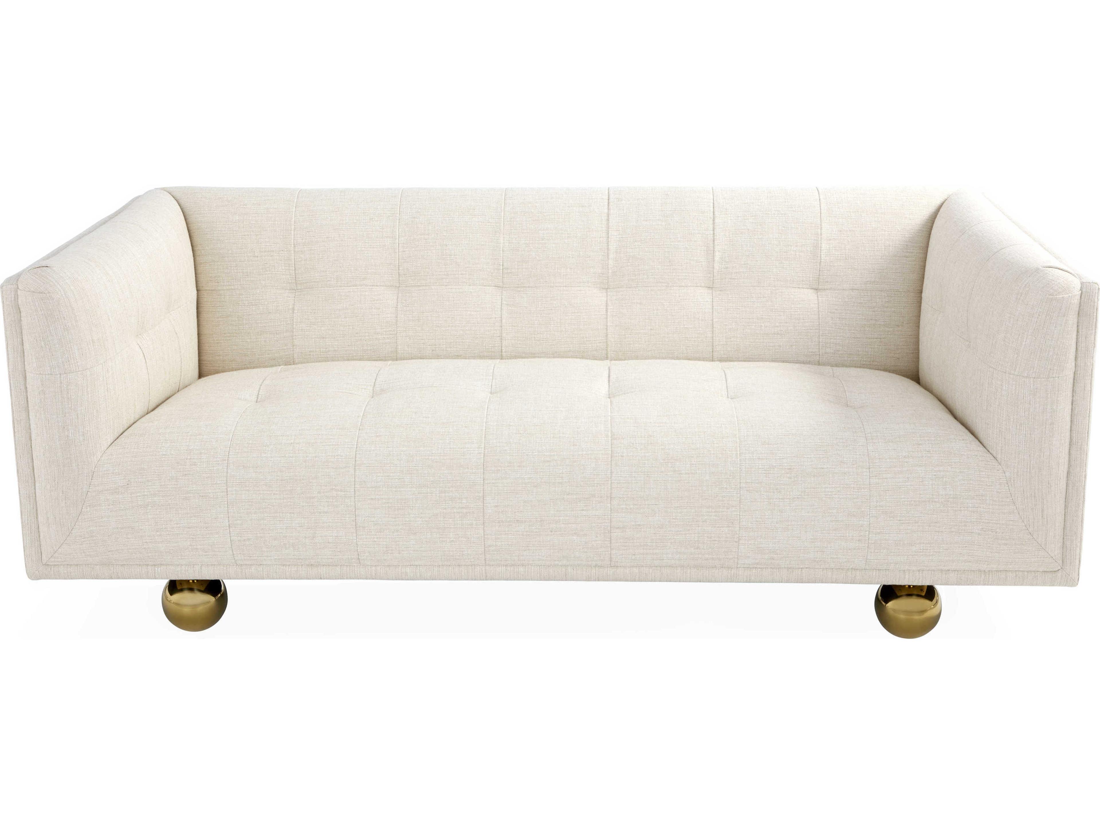 Jonathan Adler Claridge Tufted Belfast Stone White Upholstered Sofa