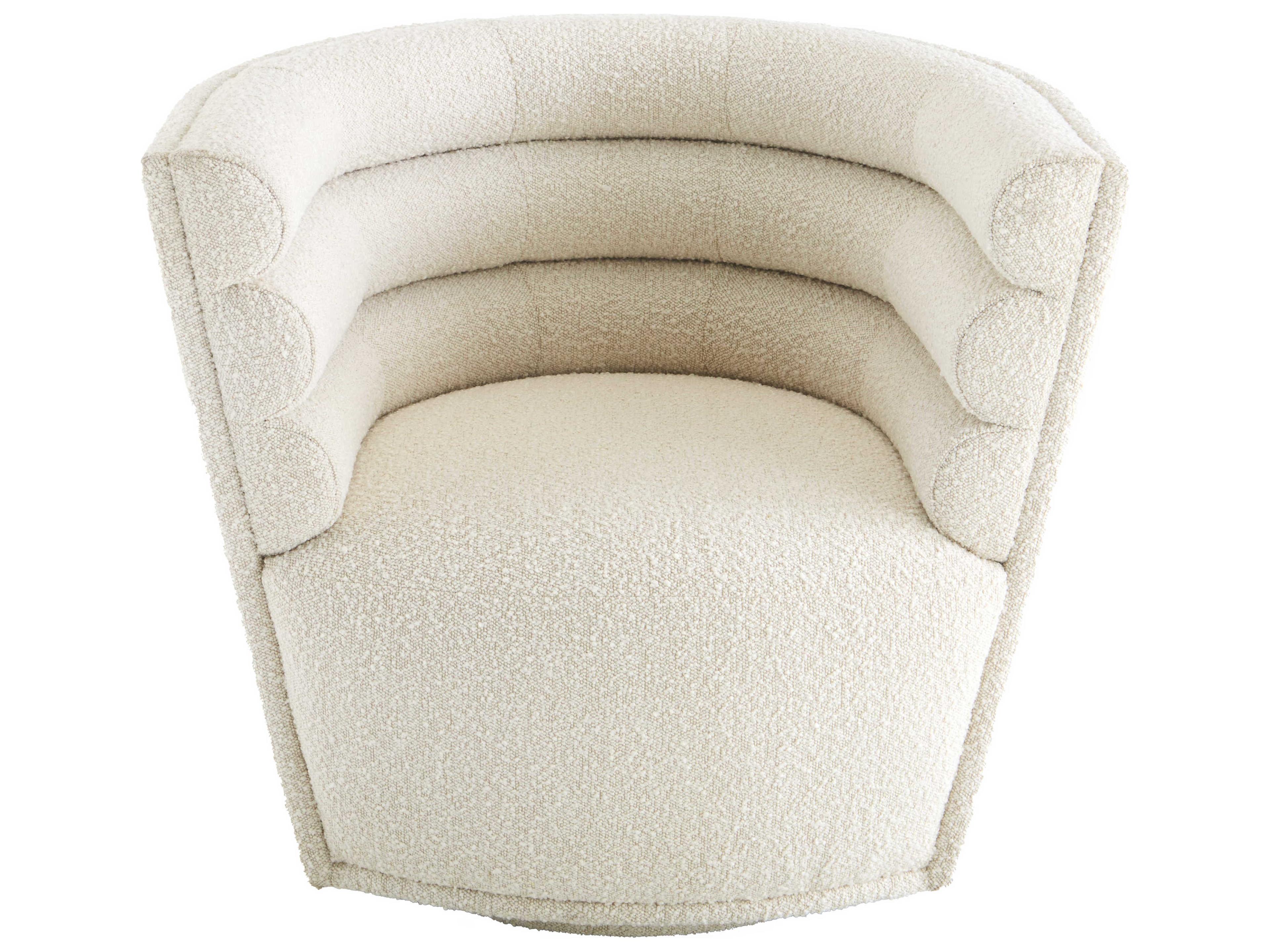 Jonathan Adler Maxime Swivel White Fabric Accent Chair