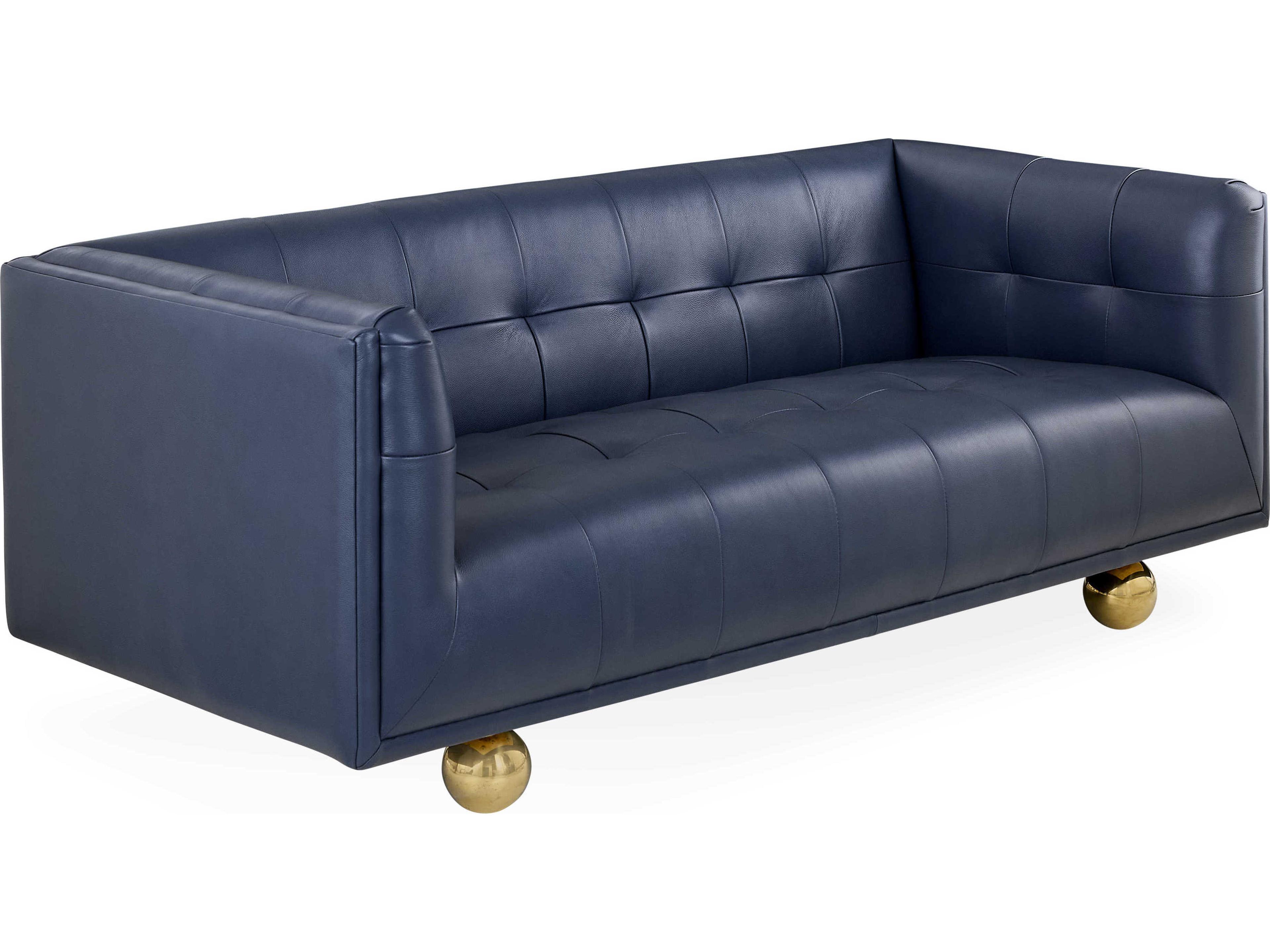 Claridge Tufted Oxford Navy Blue Leather Sofa