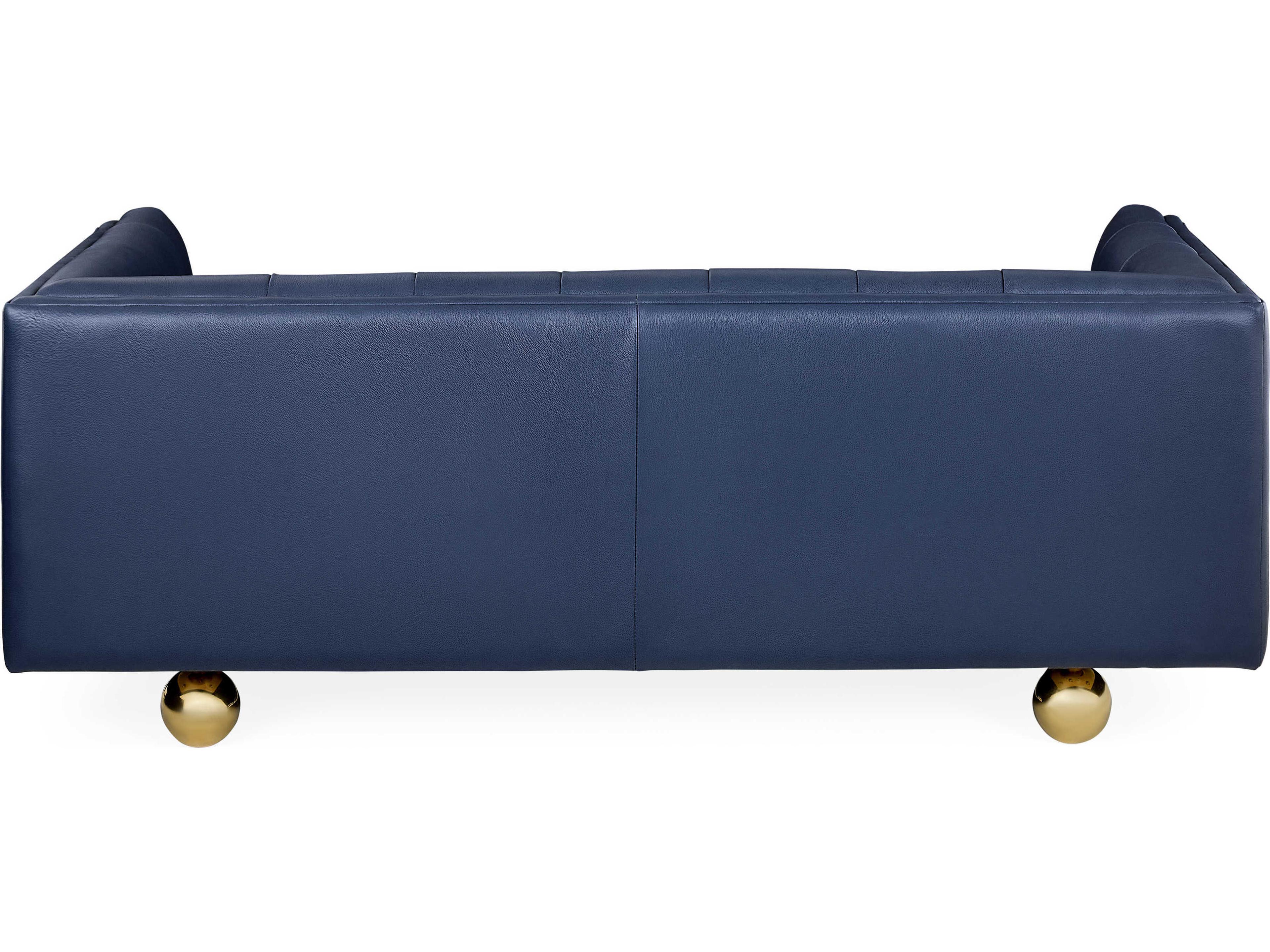 Jonathan Adler Claridge Tufted Oxford Navy Blue Leather Sofa