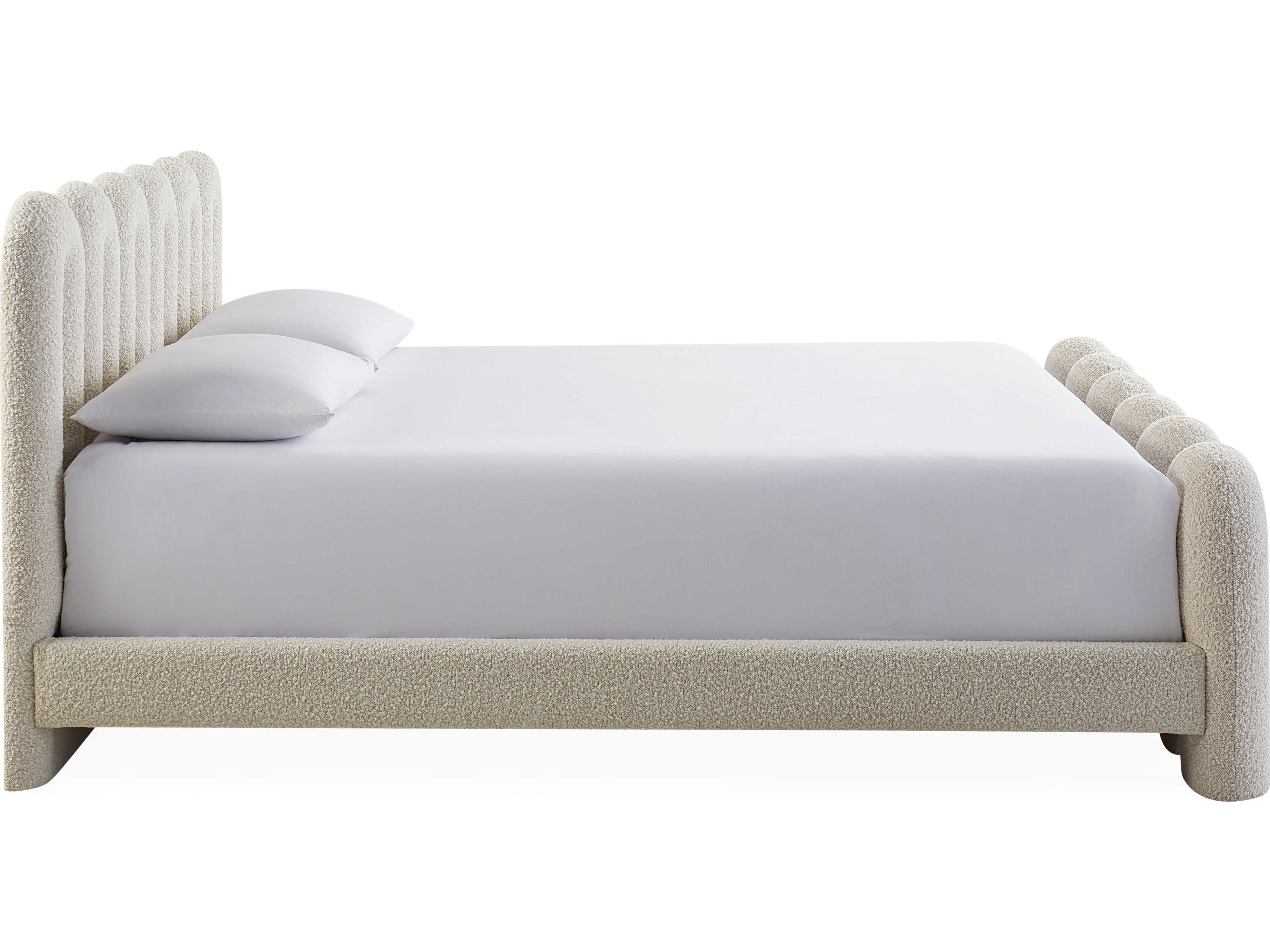 Jonathan Adler Serpentine Olympus Oatmeal White Upholstered Queen Platform Bed