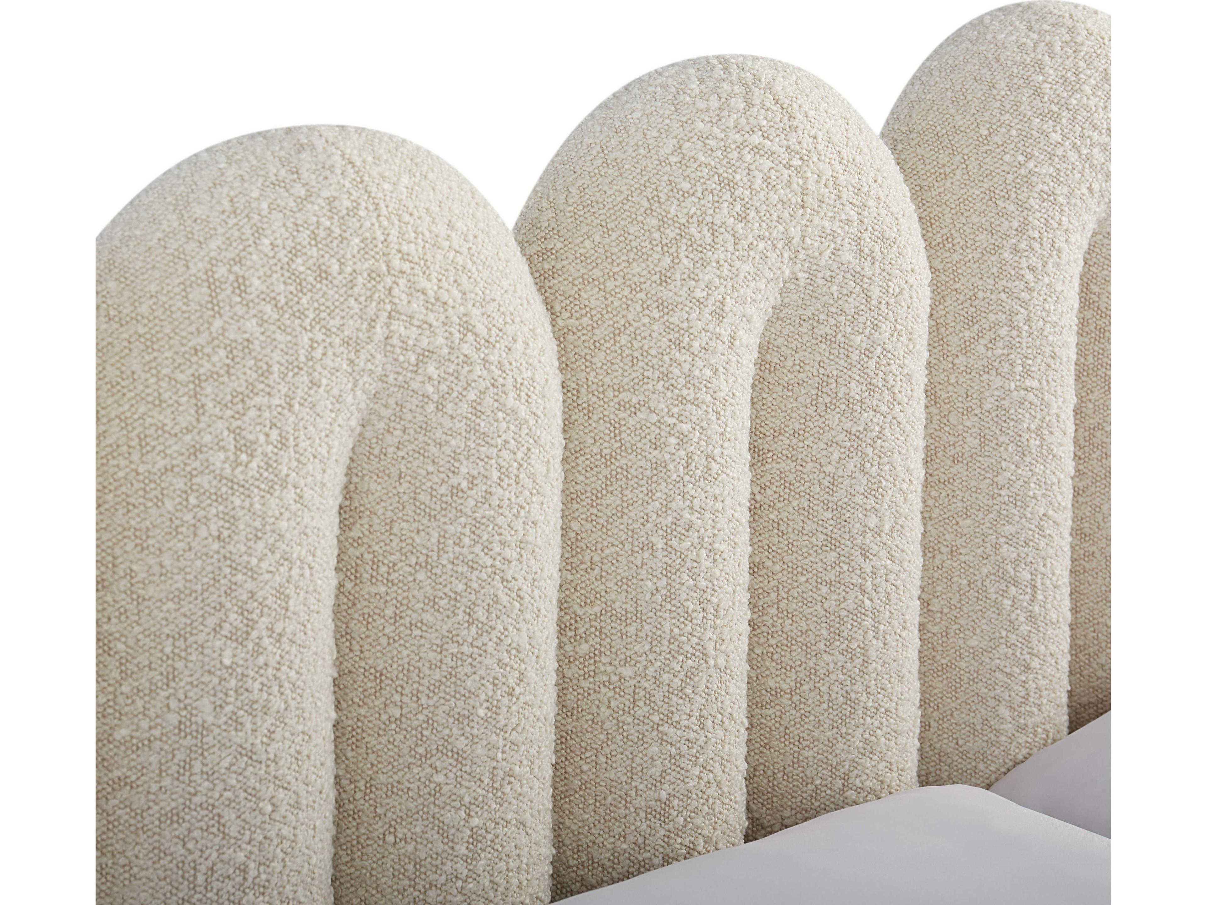 Jonathan Adler Serpentine Olympus Oatmeal White Upholstered Queen Platform Bed