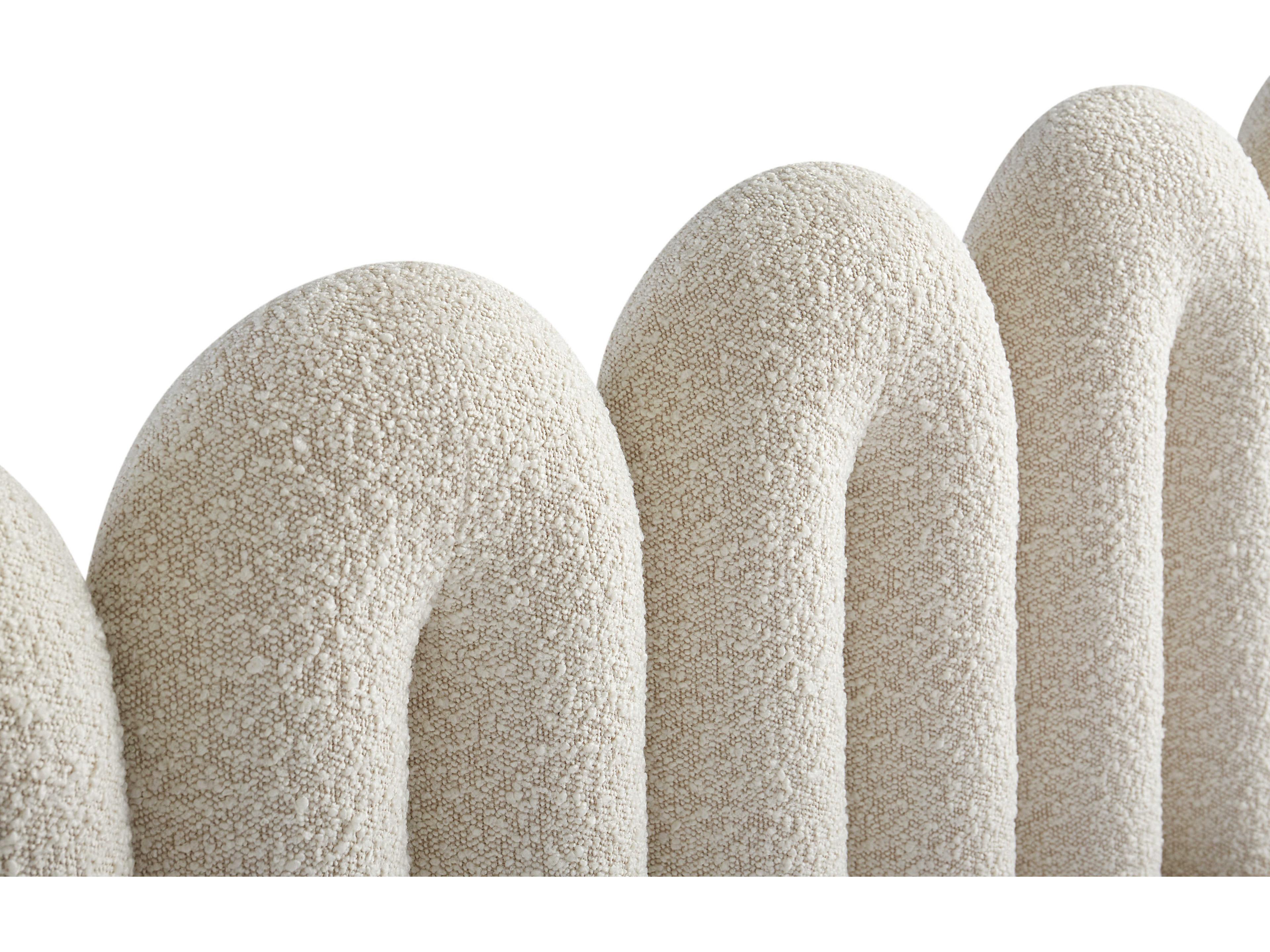 Jonathan Adler Serpentine Olympus Oatmeal White Upholstered King Platform Bed