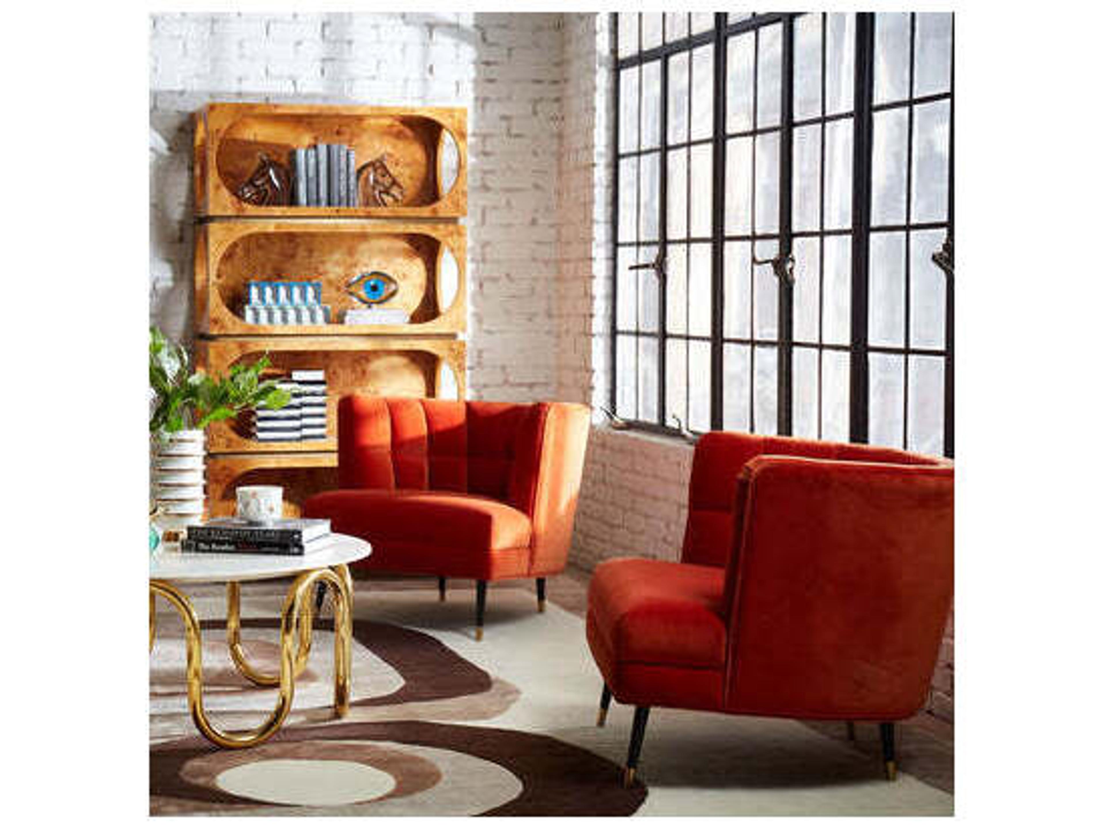 Jonathan Adler Draper Orange Fabric Accent Chair