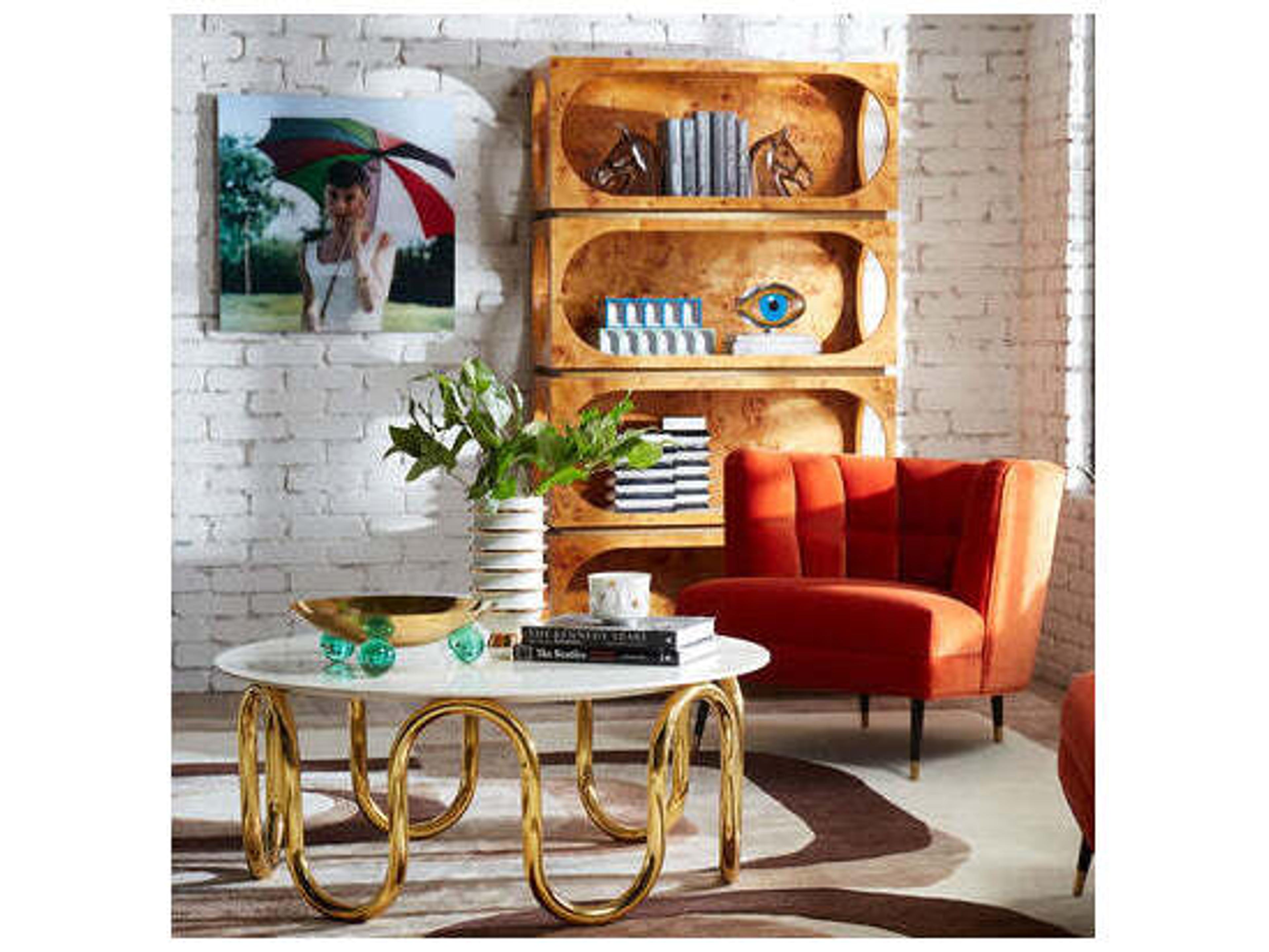 Jonathan Adler Draper Orange Fabric Accent Chair