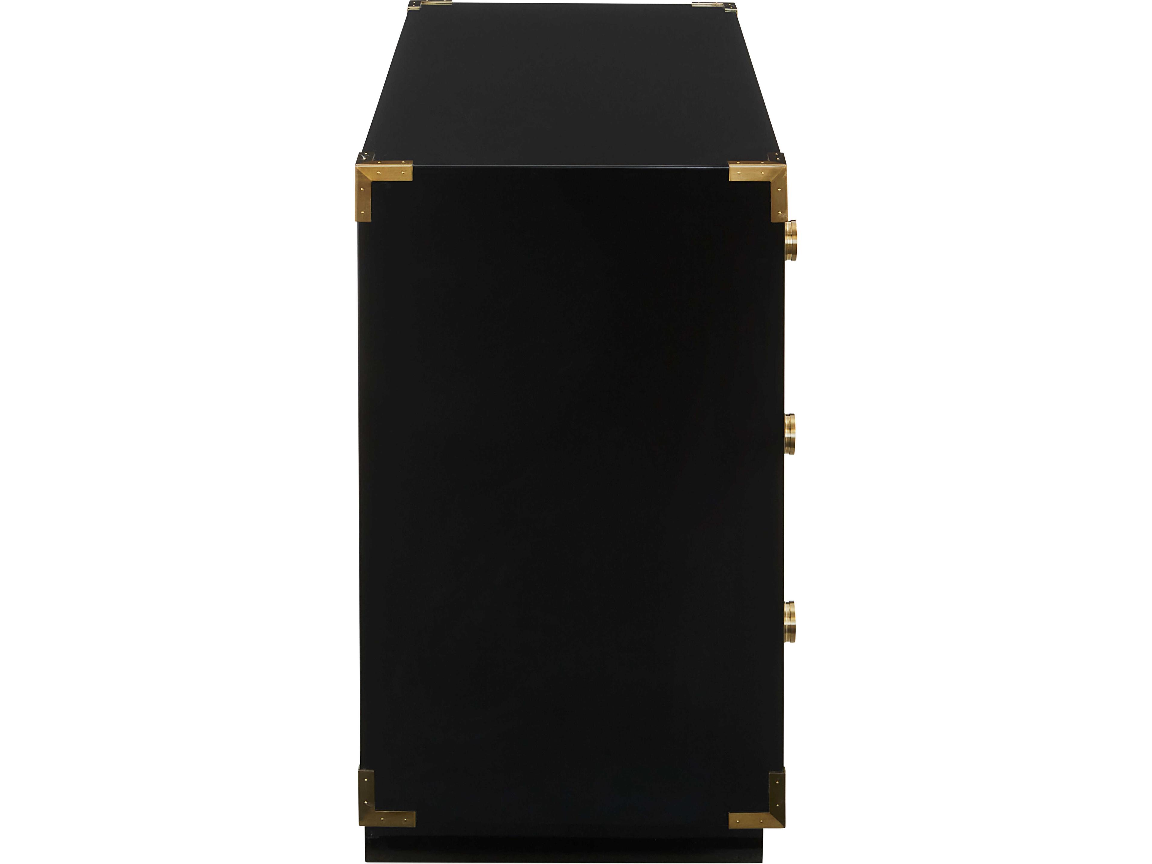 Jonathan Adler Gala Black Lacquer Soft Antique Brass Accent Chest