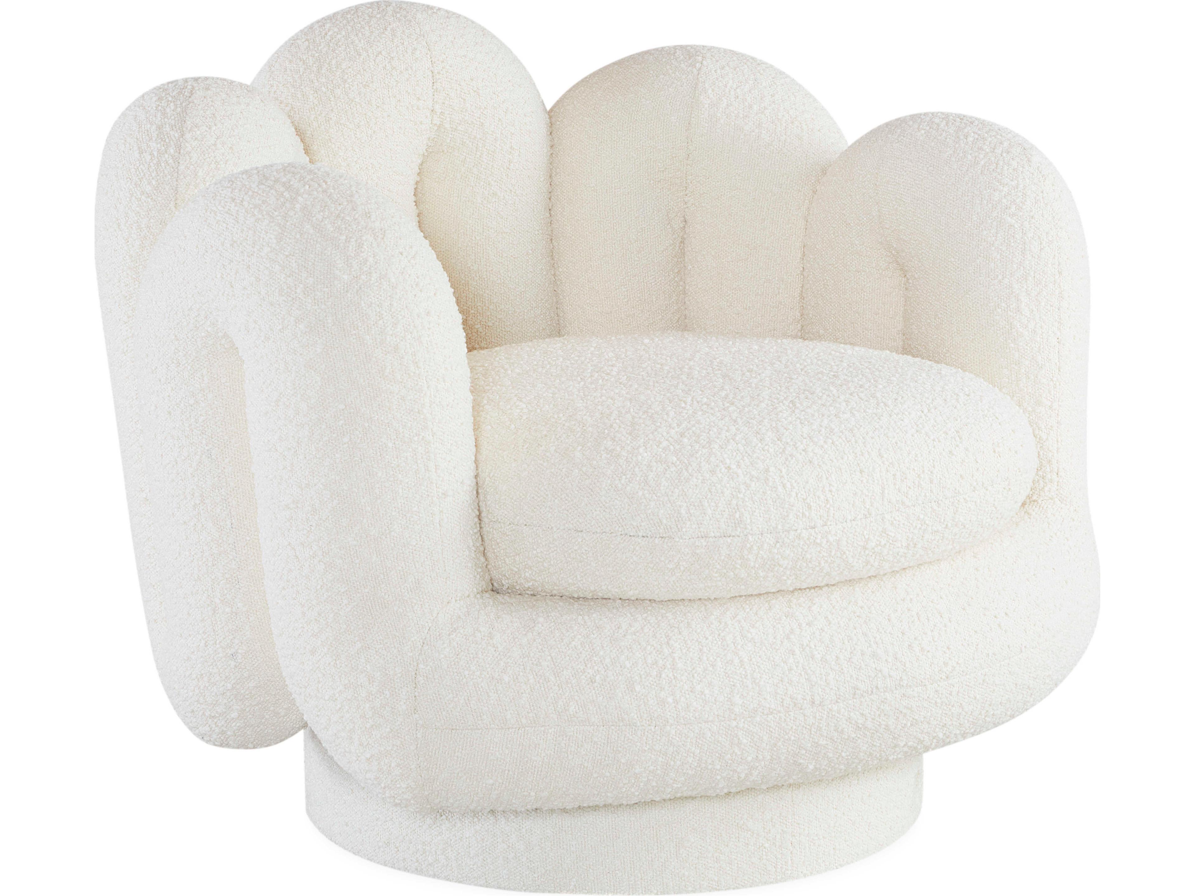 Serpentine Swivel White Accent Chair
