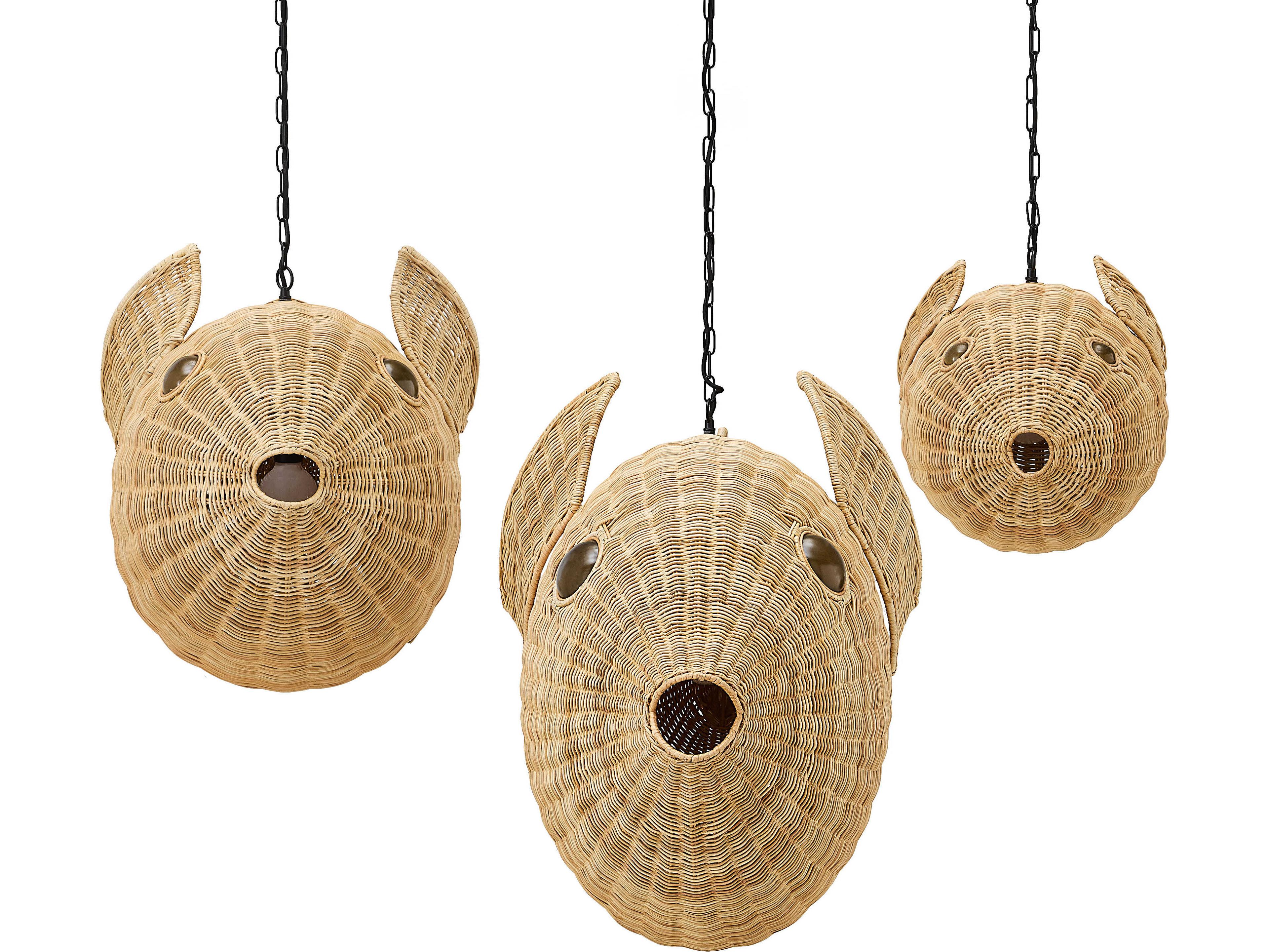 Jonathan Adler Wicker 1-Light Natural Rattan Brown Pendant
