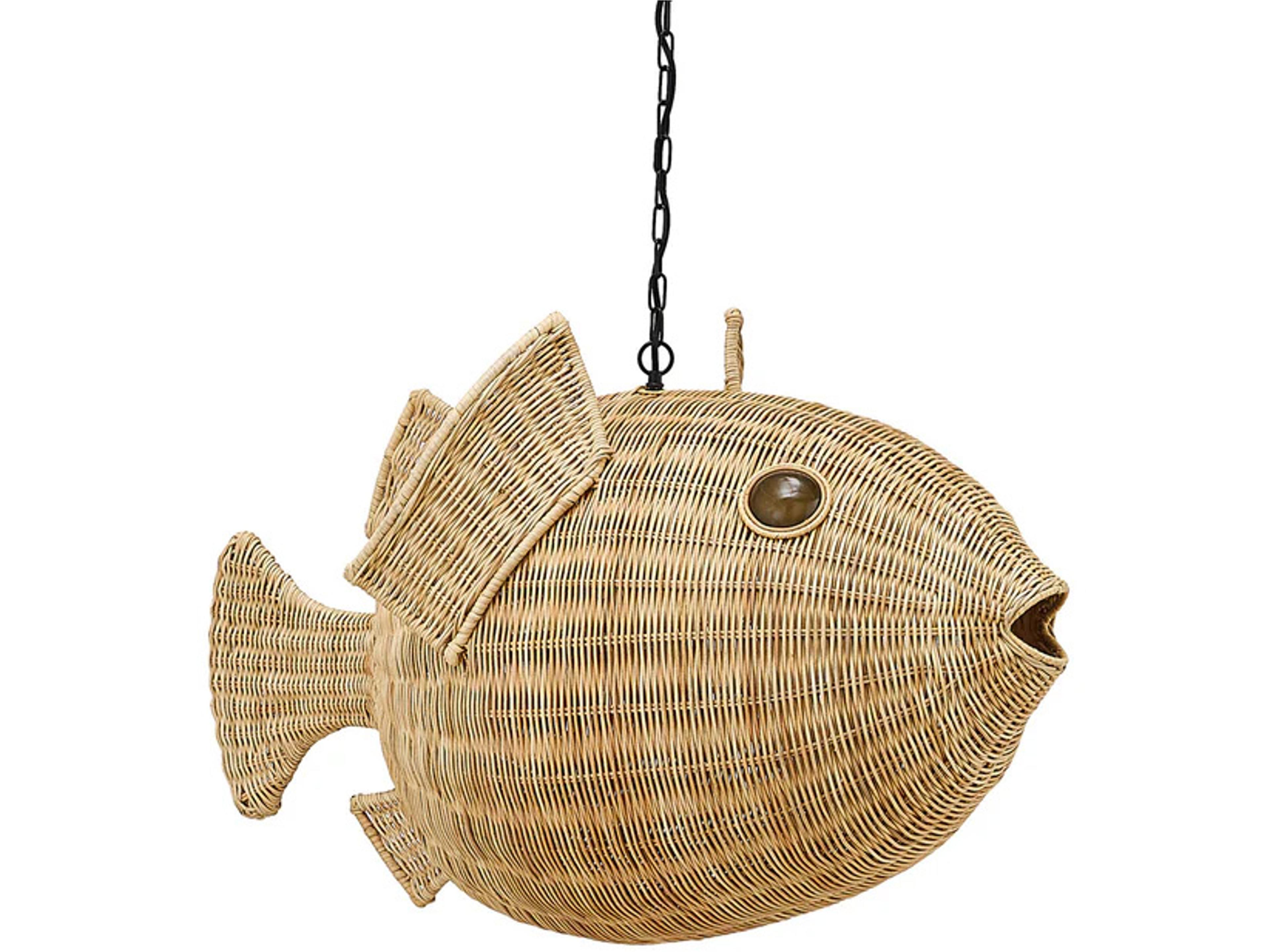 Jonathan Adler Wicker 1-Light Natural Rattan Brown Pendant