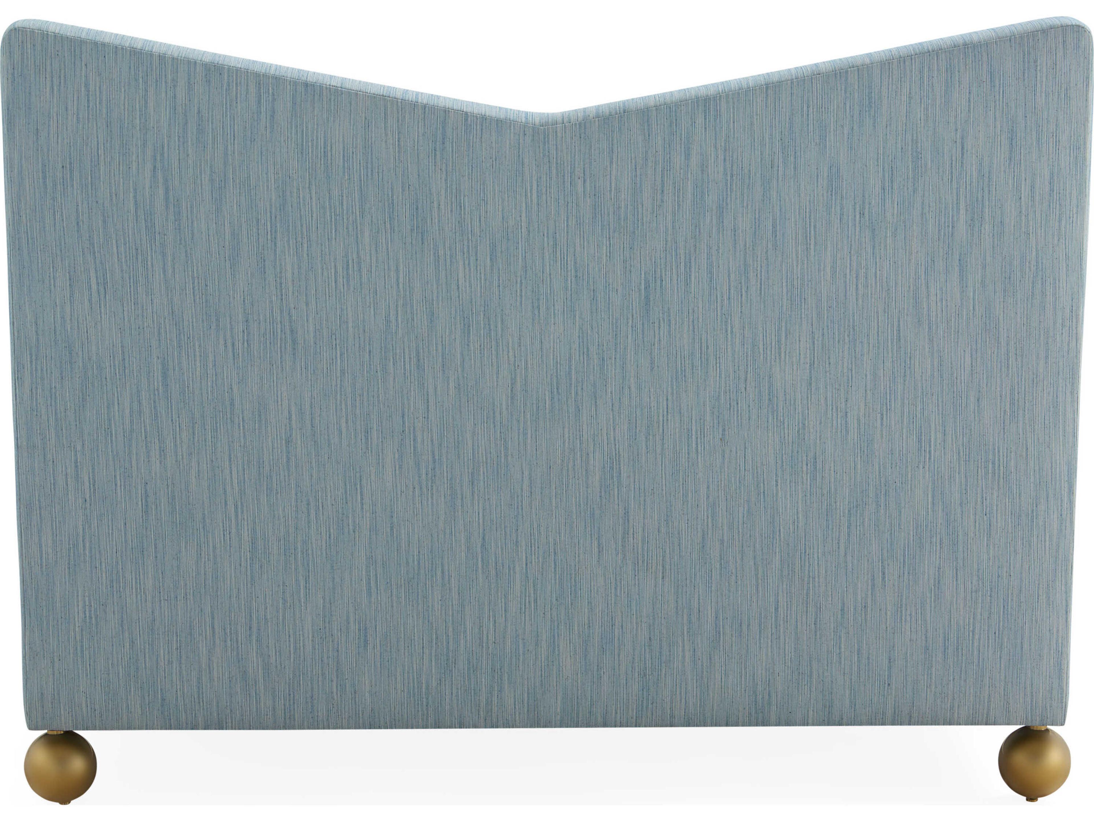 Jonathan Adler Chevron Brass Blue Upholstered Queen Platform Bed