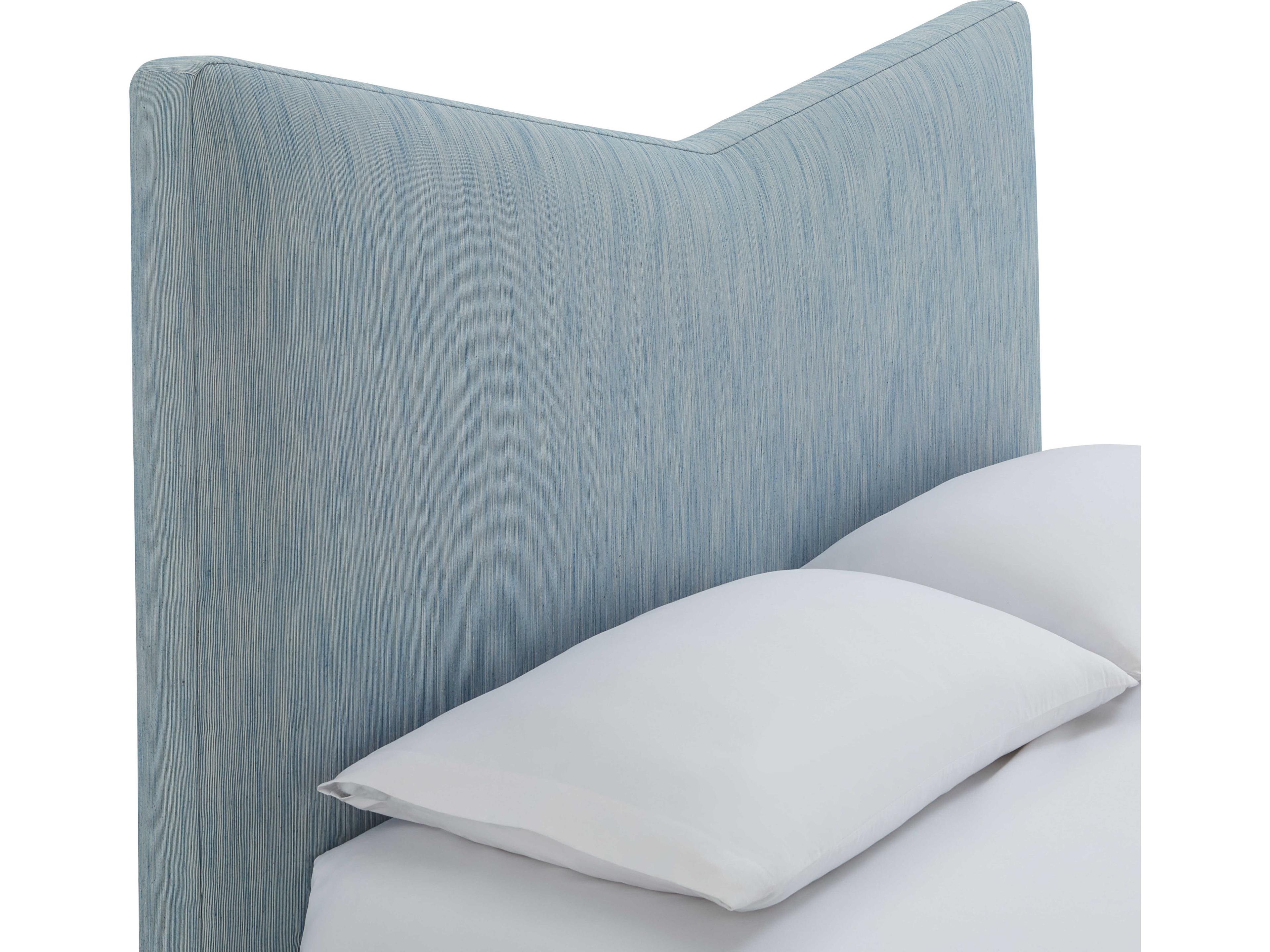 Jonathan Adler Chevron Brass Blue Upholstered Queen Platform Bed