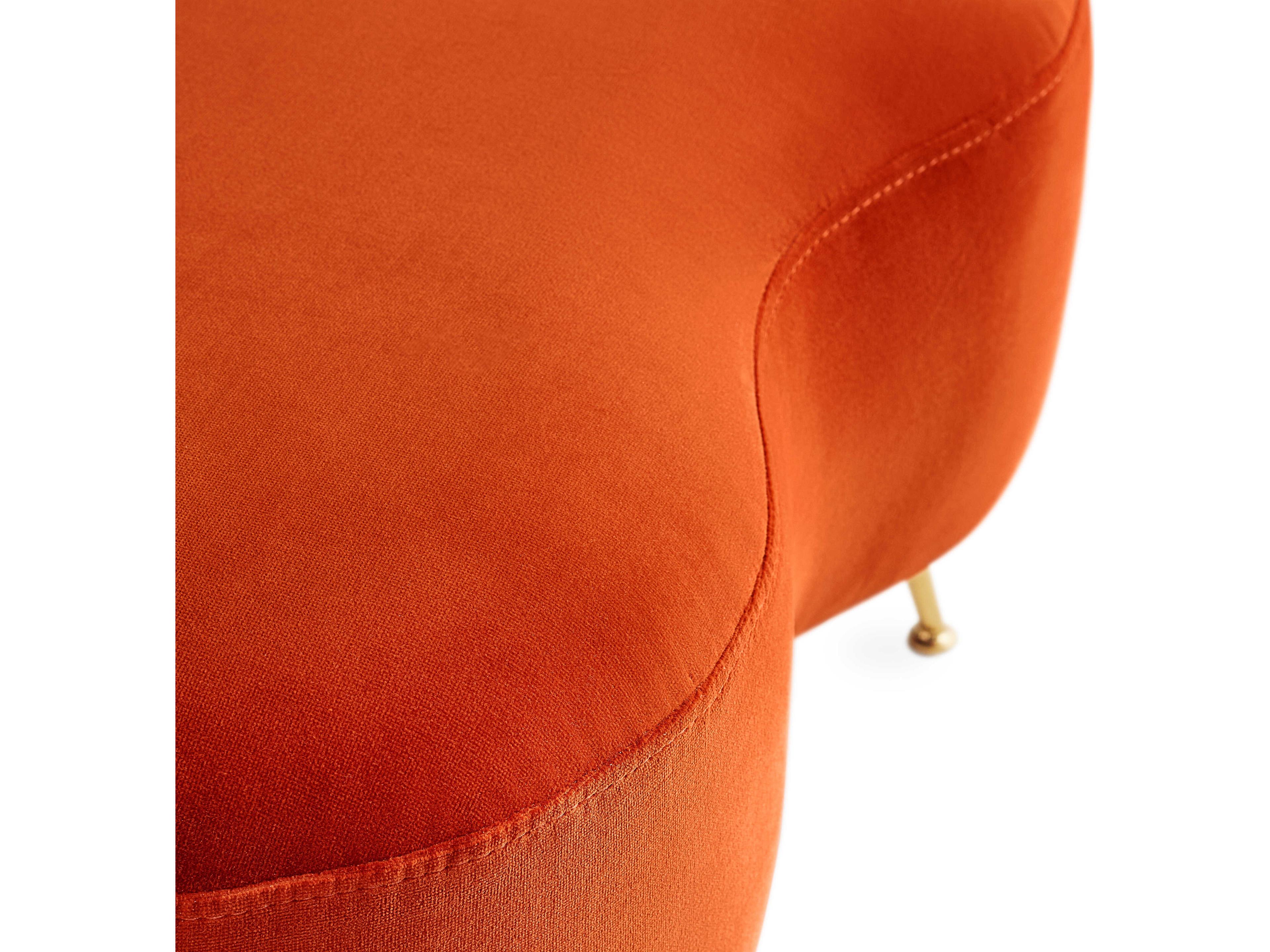 Jonathan Adler Kidney Varese Persimmon Brass Orange Upholstered Ottoman