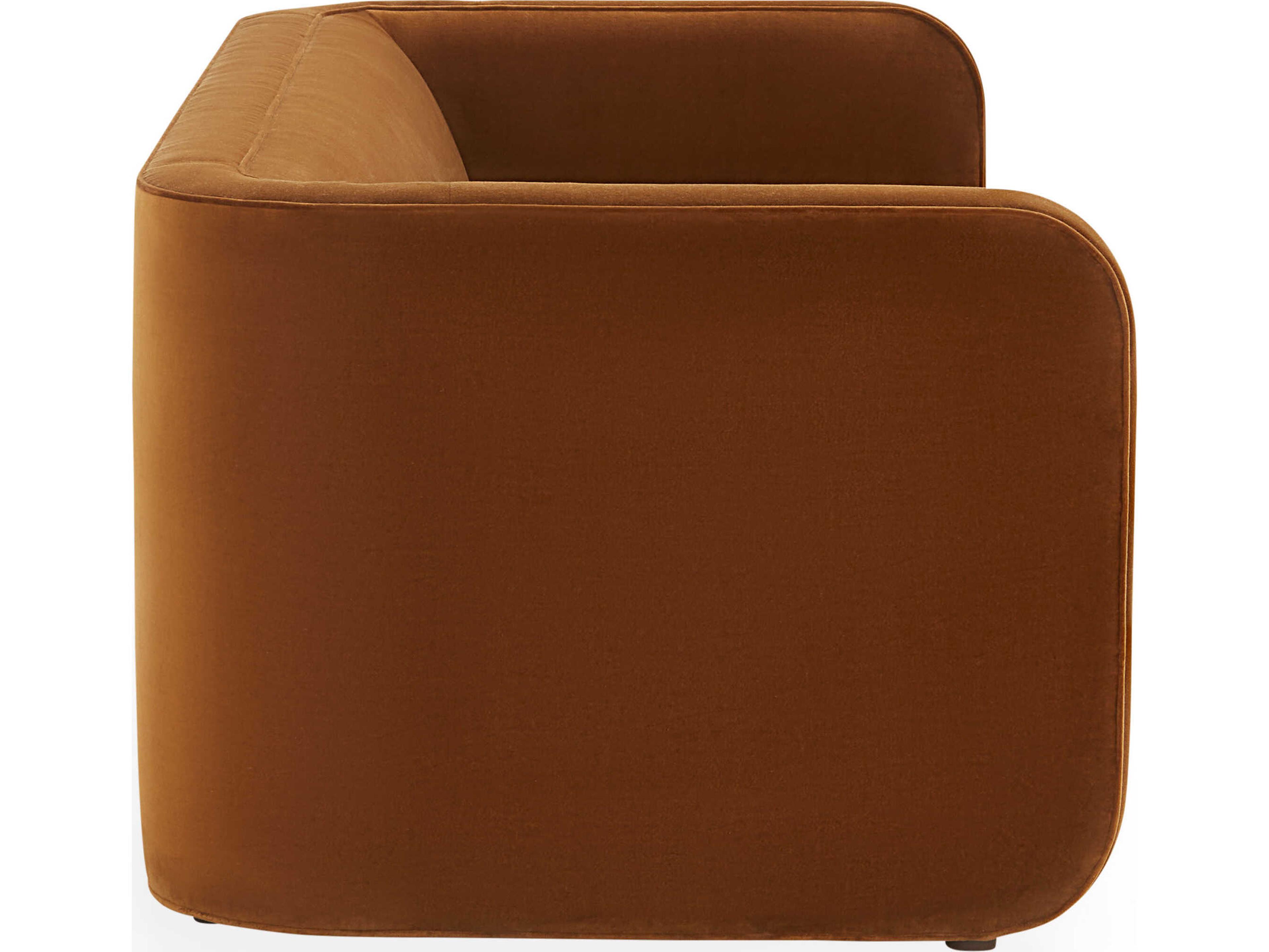 Jonathan Adler Sunset Venice Cognac Brown Velvet Upholstered Sofa