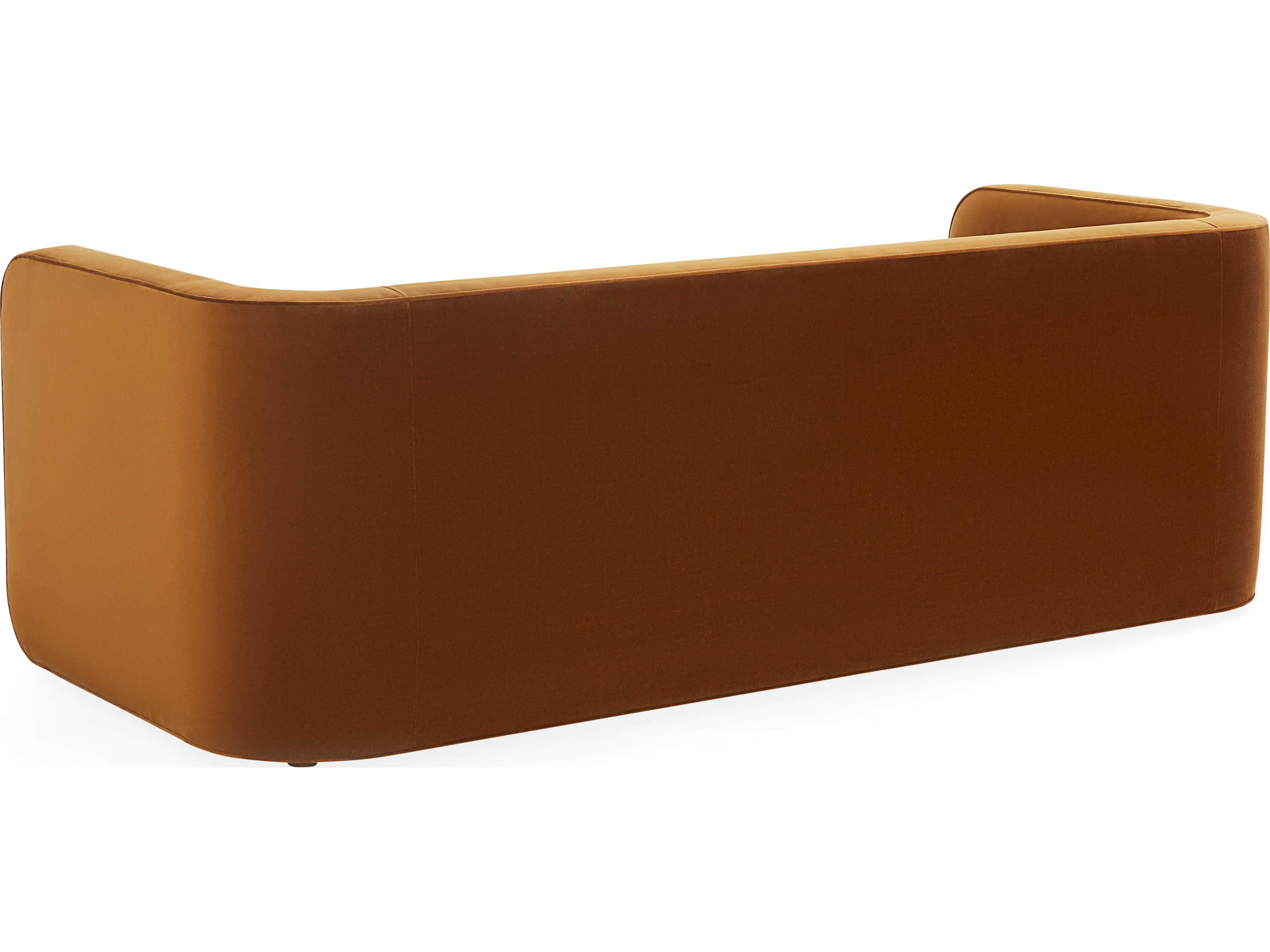Jonathan Adler Sunset Venice Cognac Brown Velvet Upholstered Sofa