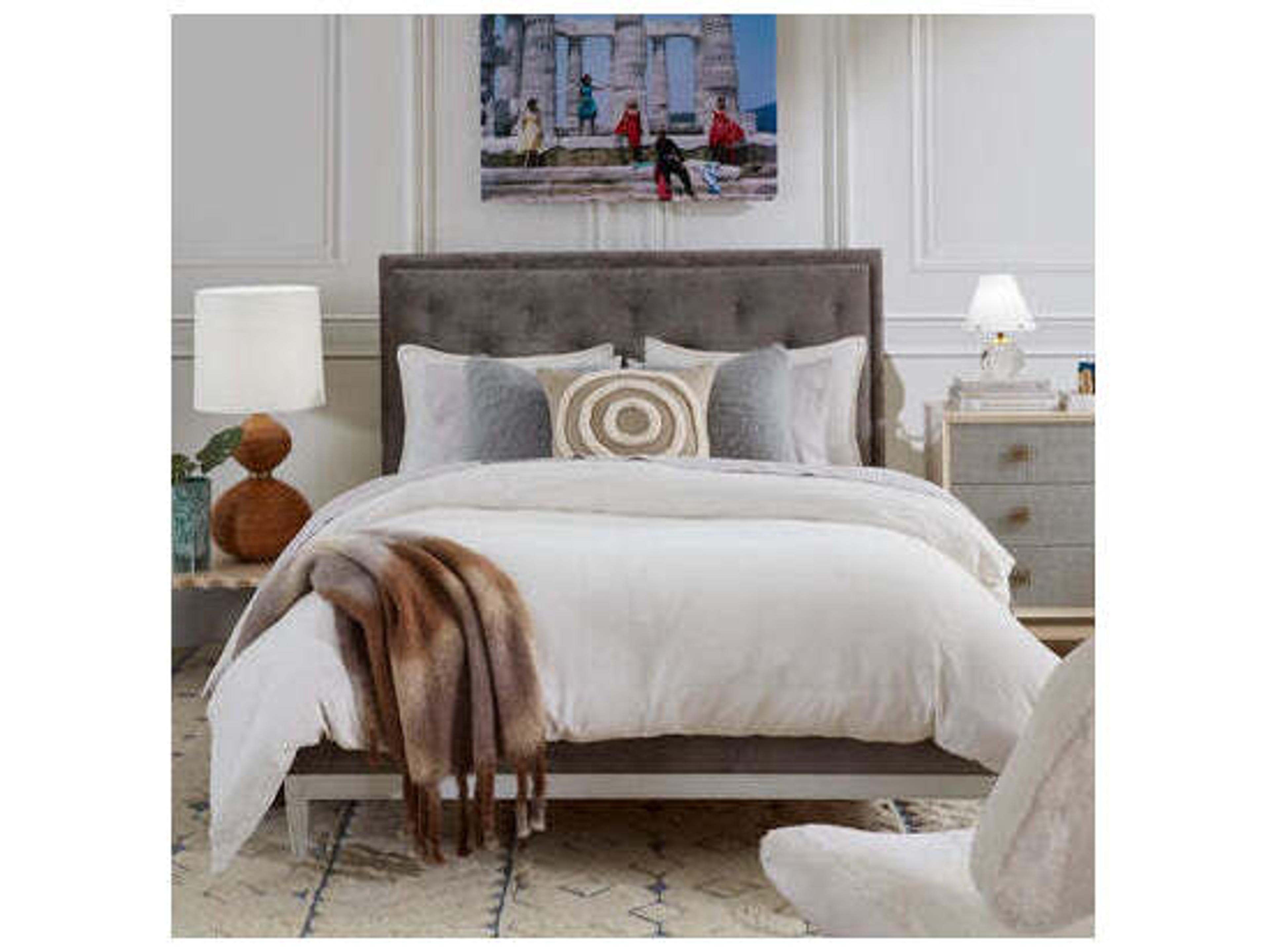 Jonathan Adler Lampert Gray Upholstered Queen Platform Bed