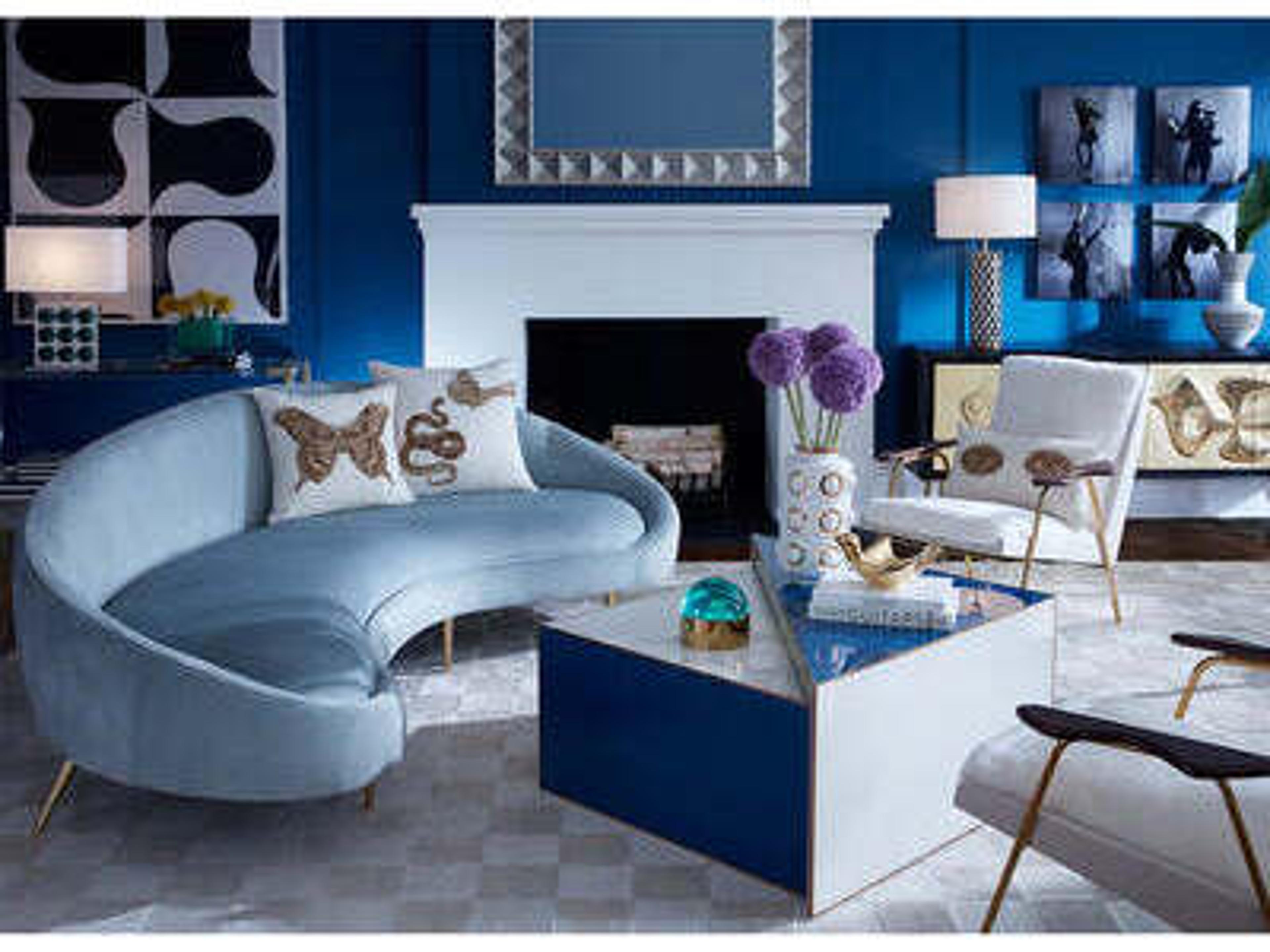 Jonathan Adler Ether Blue Upholstered Sofa