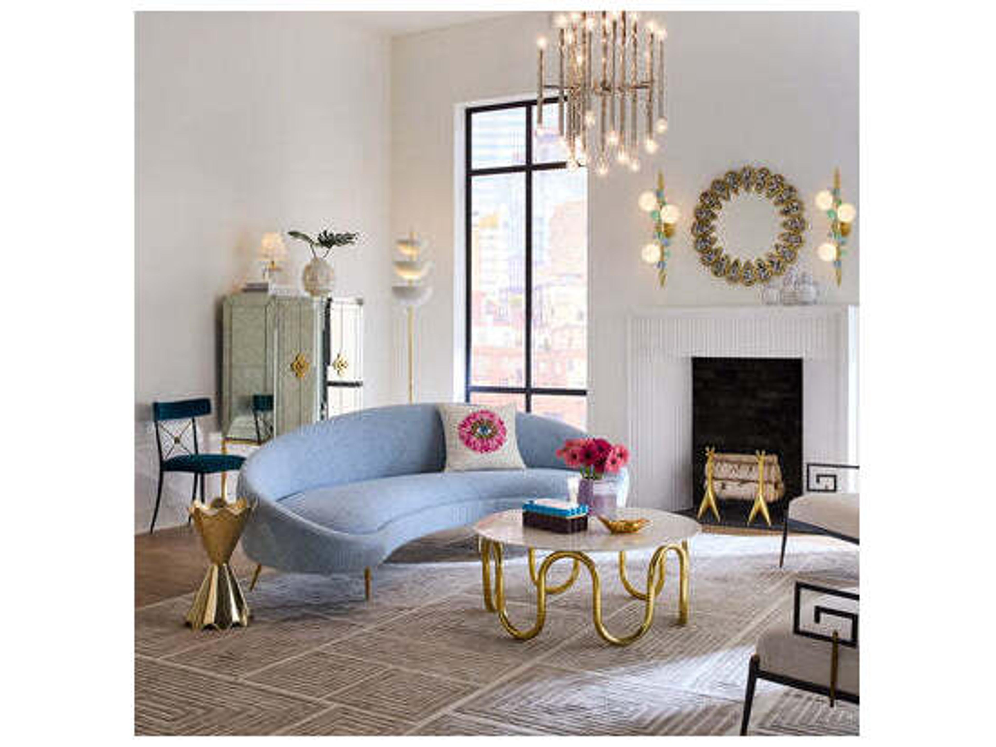 Jonathan Adler Ether Blue Upholstered Sofa