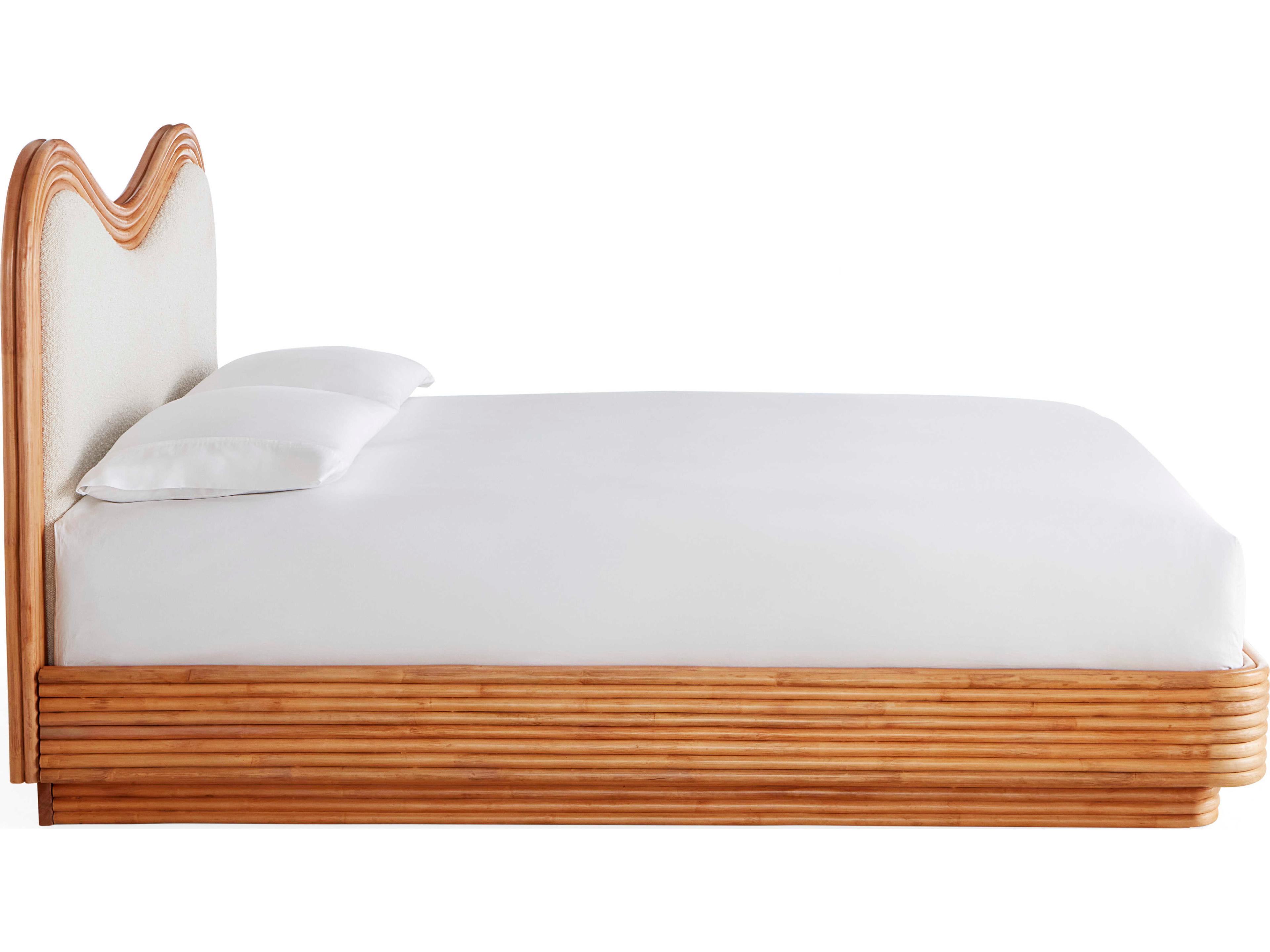Jonathan Adler Riviera Natural Olympus Oatmeal Rattan Wood Queen Platform Bed