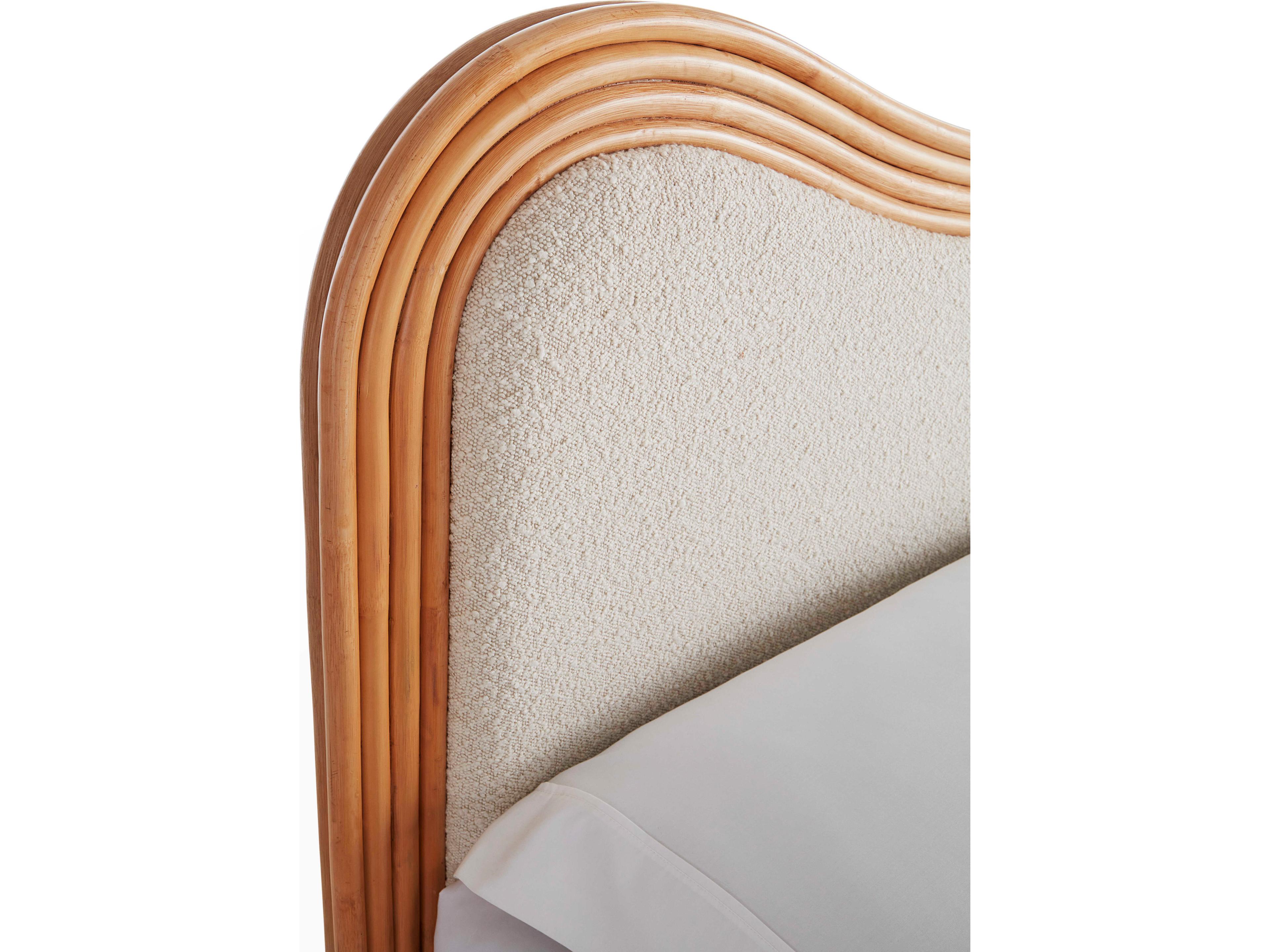 Jonathan Adler Riviera Natural Olympus Oatmeal Rattan Wood King Platform Bed