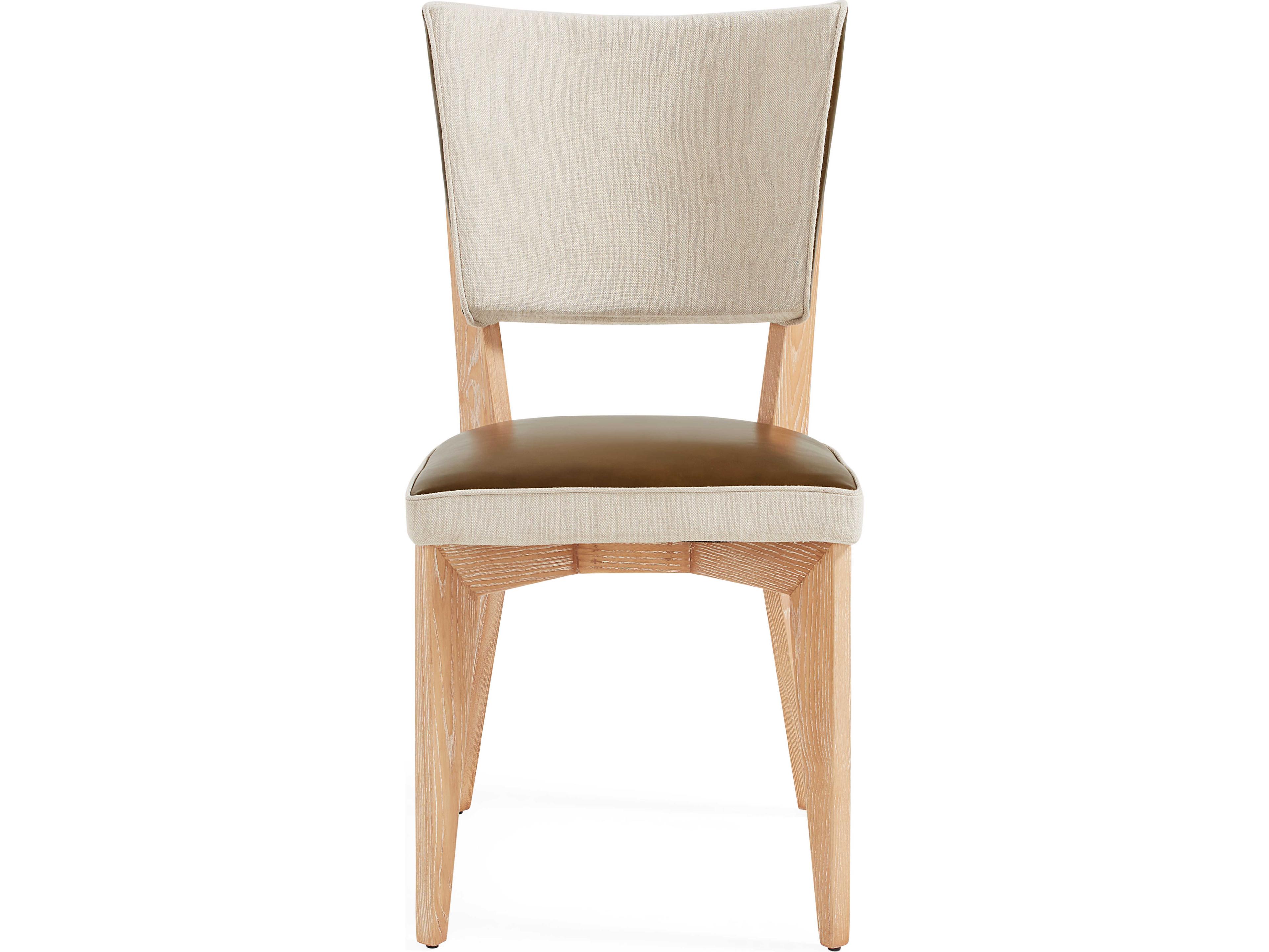 Jonathan Adler Rive Gauche Ash Wood Brown Leather Armless Dining Chair