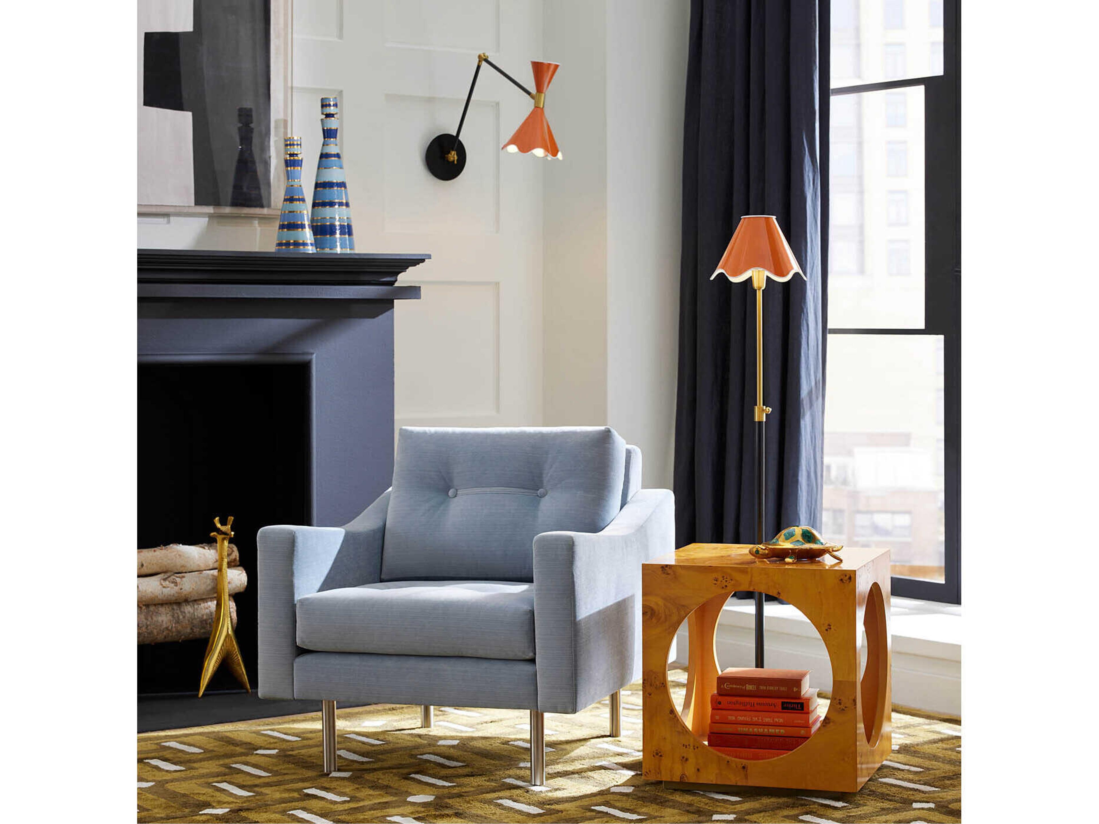 Jonathan Adler Ripple Brass Orange Floor Lamp