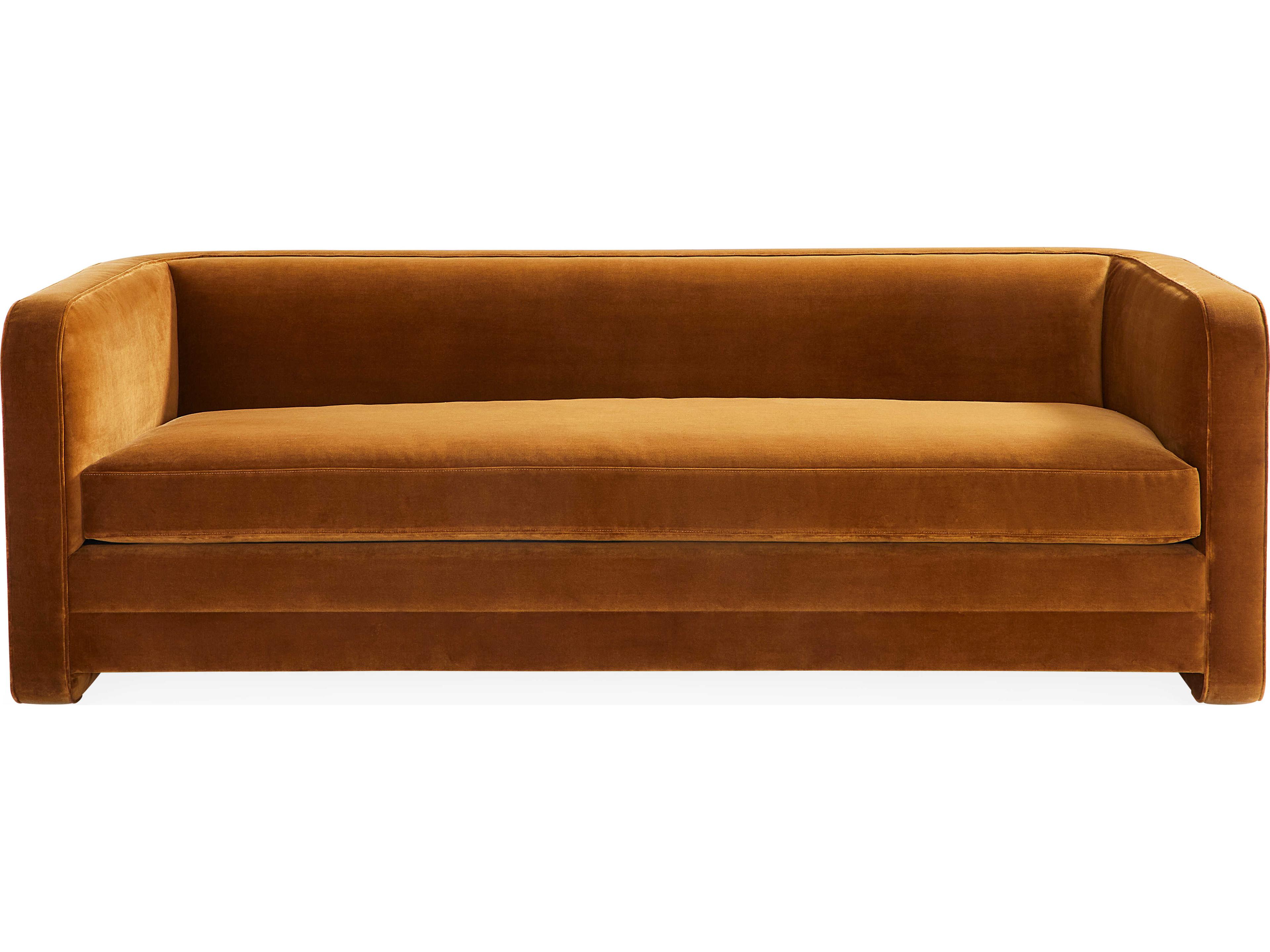 Jonathan Adler Sunset Venice Cognac Brown Velvet Upholstered Sofa Bed