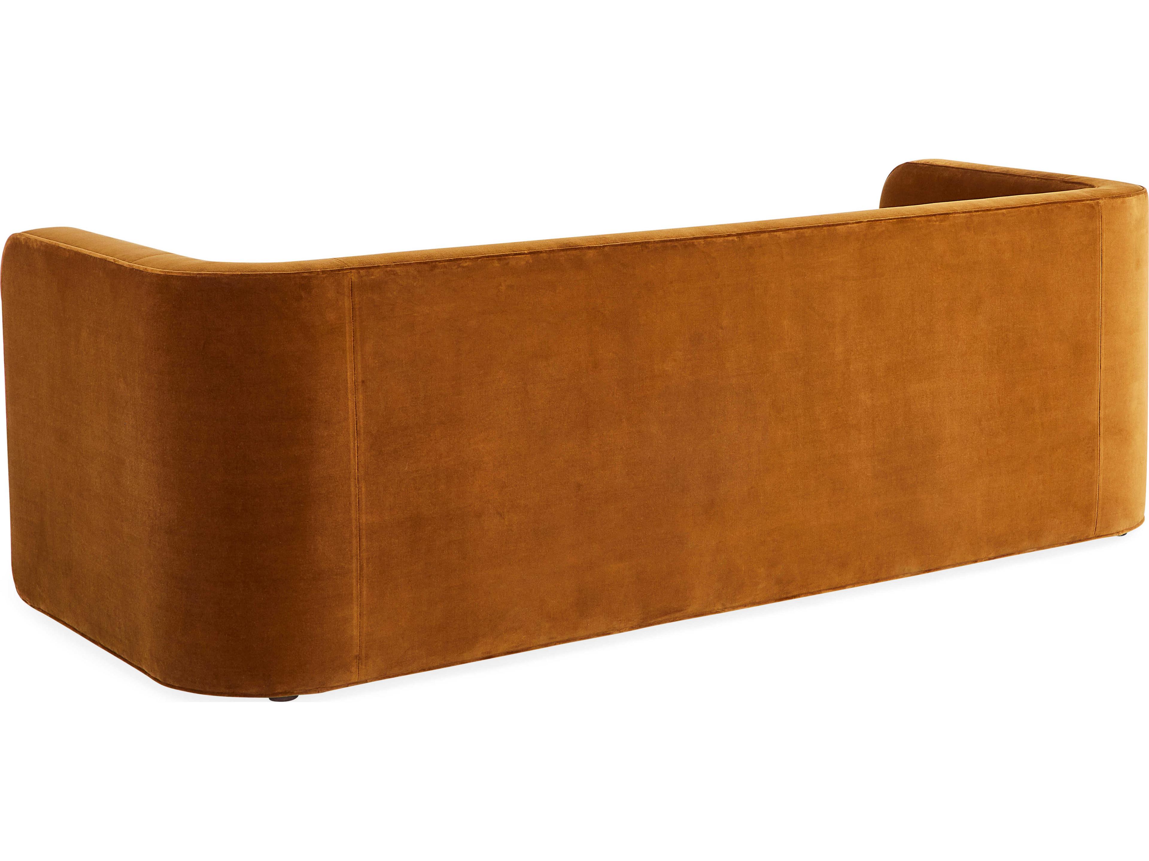 Jonathan Adler Sunset Venice Cognac Brown Velvet Upholstered Sofa Bed