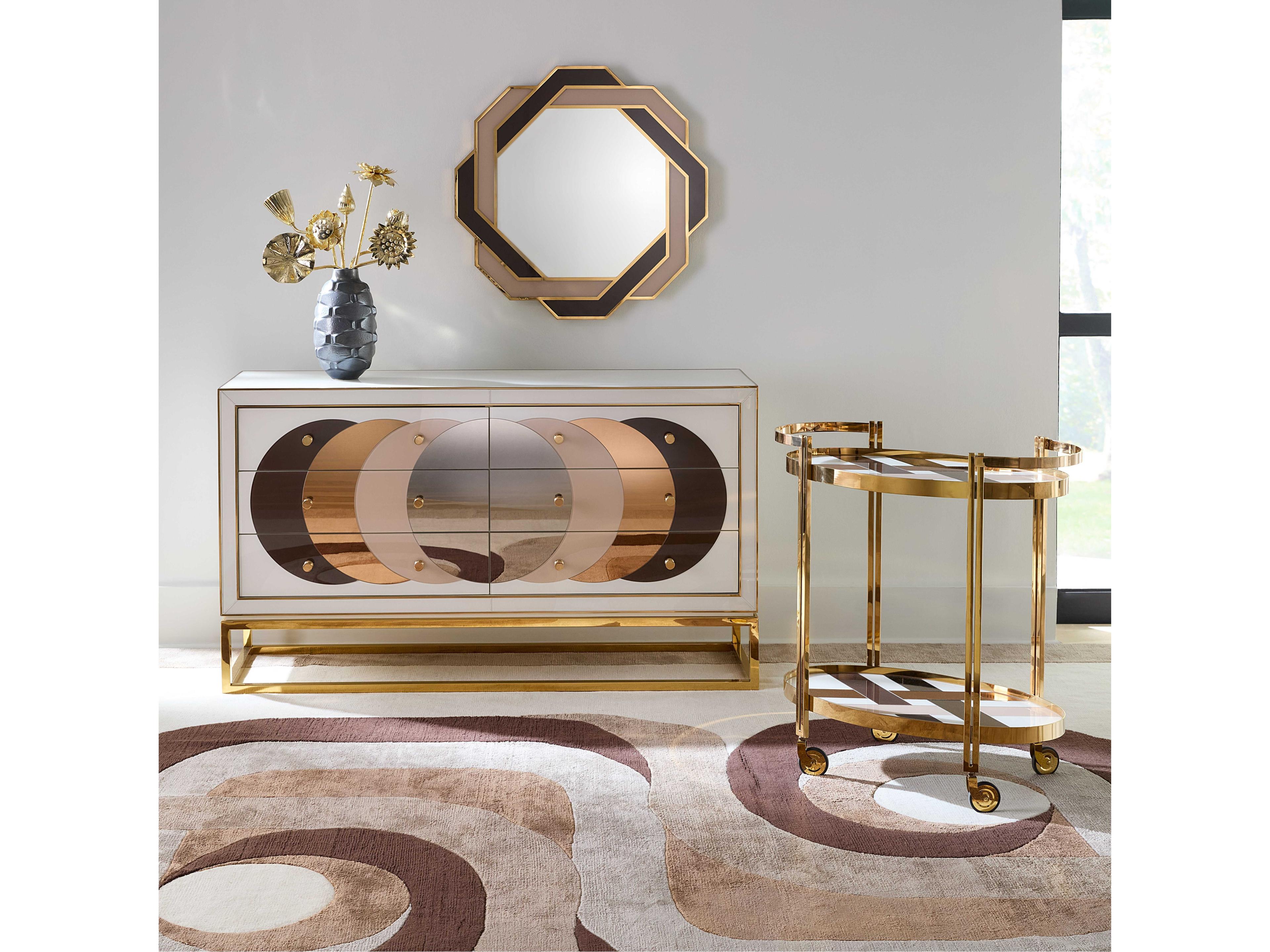 Jonathan Adler Chambeige 58" Polished Brass Multi Sideboard