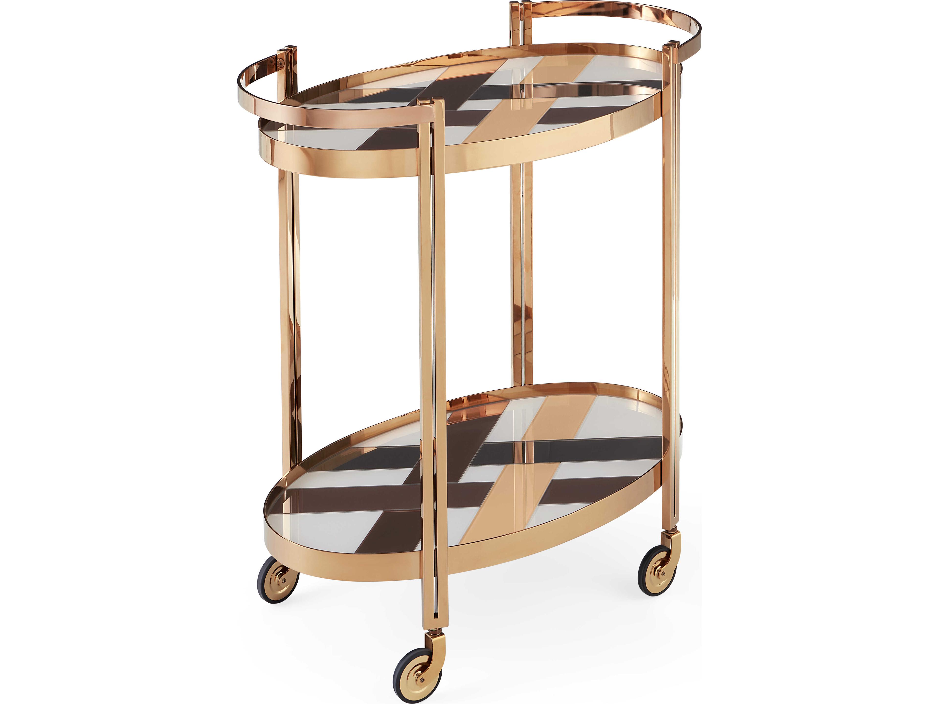 Chambeige Wood Polished Brass Multi Bar Cart