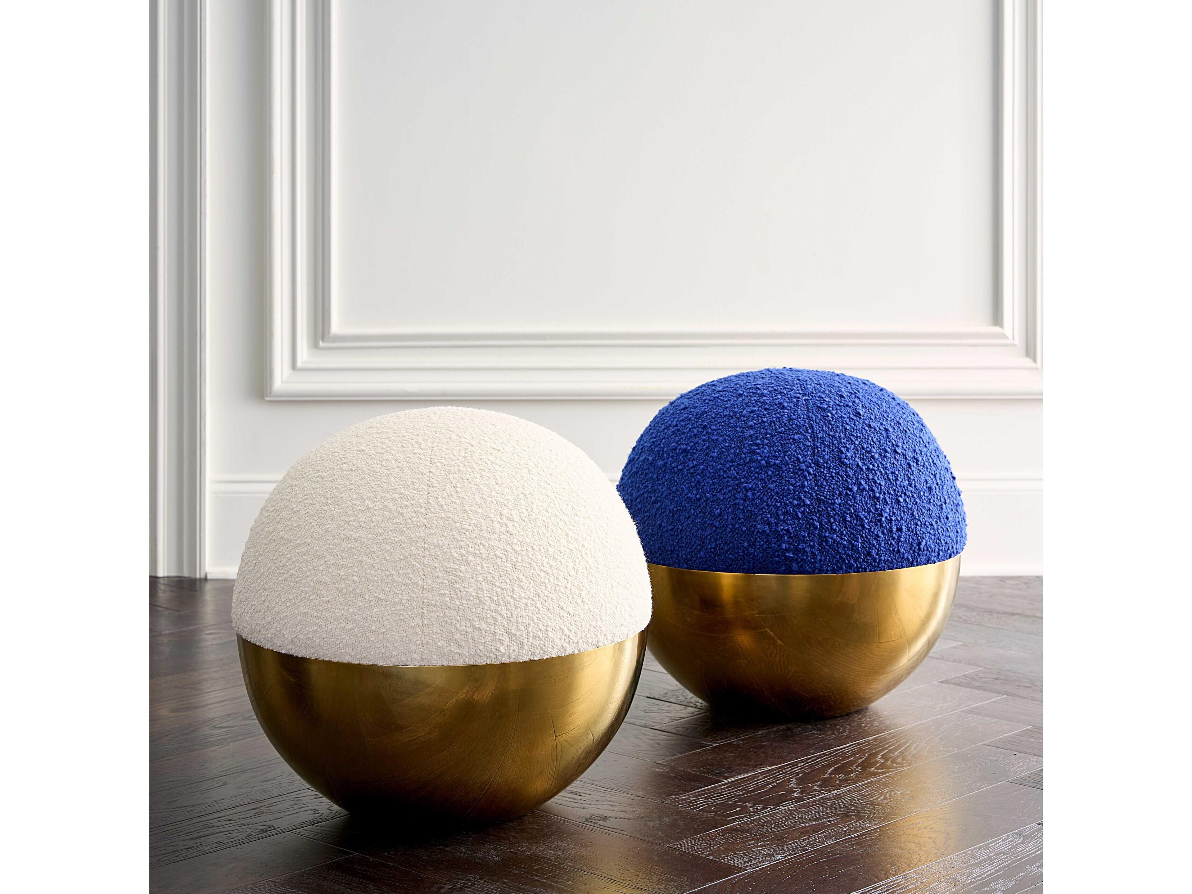 Jonathan Adler Alphaville Cirrus Cobalt Olympus Ivory Blue Upholstered Accent Stool