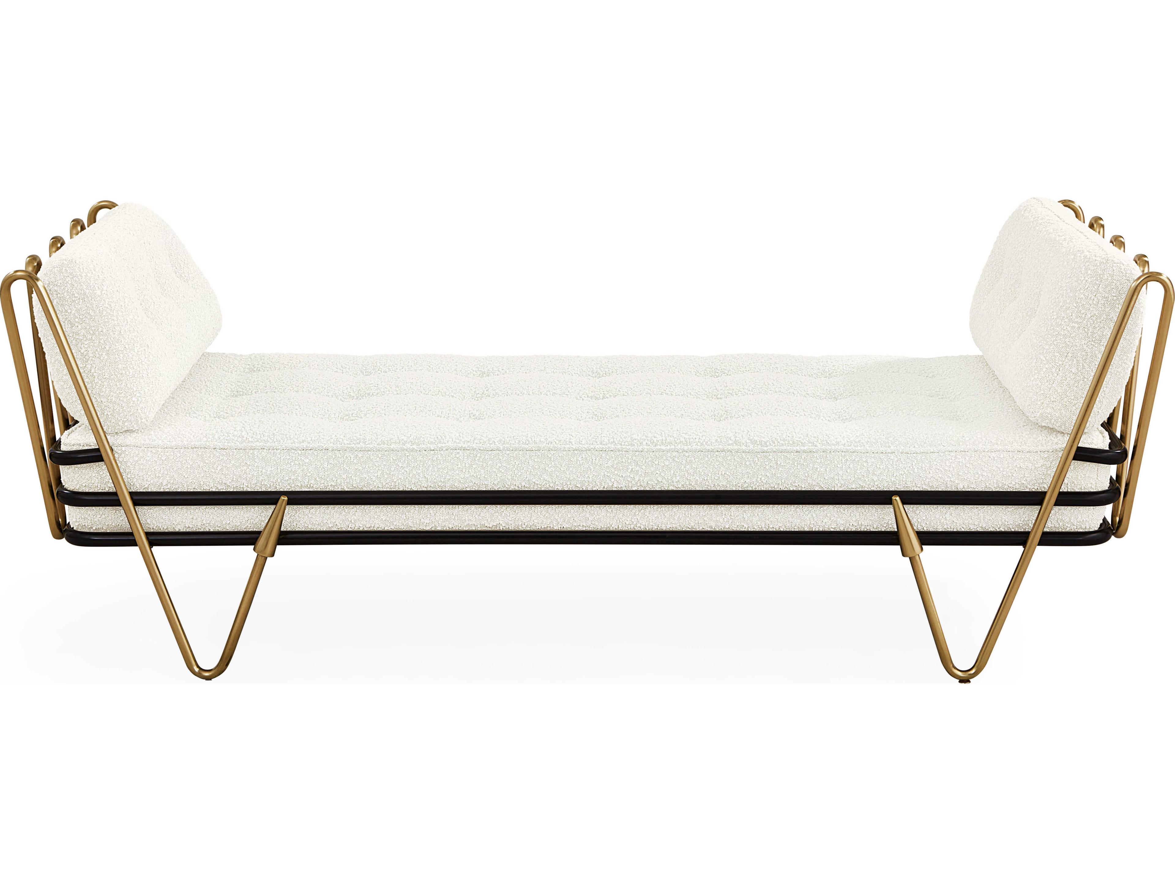 Jonathan Adler Maxime Polished Brass Black Olympus Oatmeal White Upholstered Daybed Bed