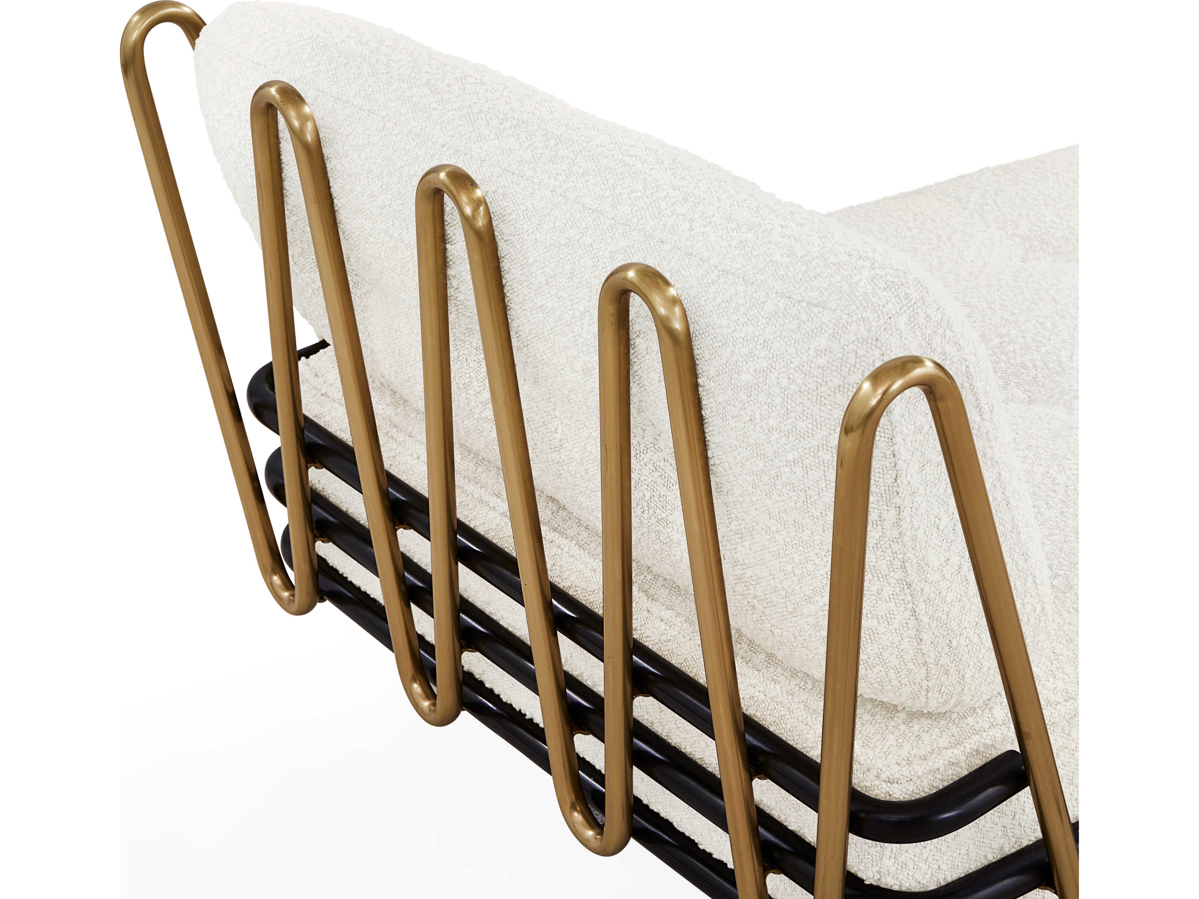 Jonathan Adler Maxime Polished Brass Black Olympus Oatmeal White Upholstered Daybed Bed
