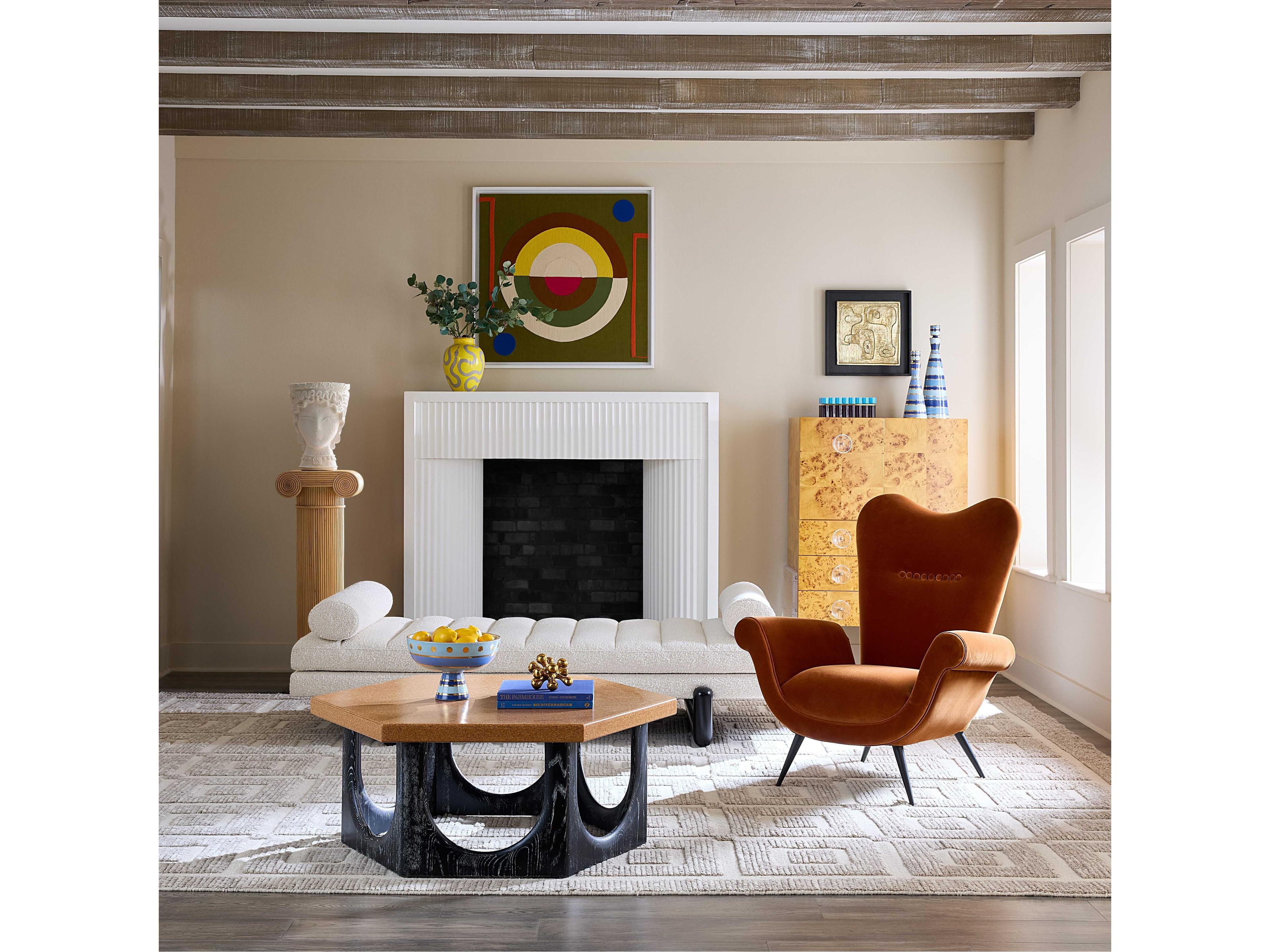 Jonathan Adler Aspen Black Olympus Ivory White Upholstered Twin Daybed Bed