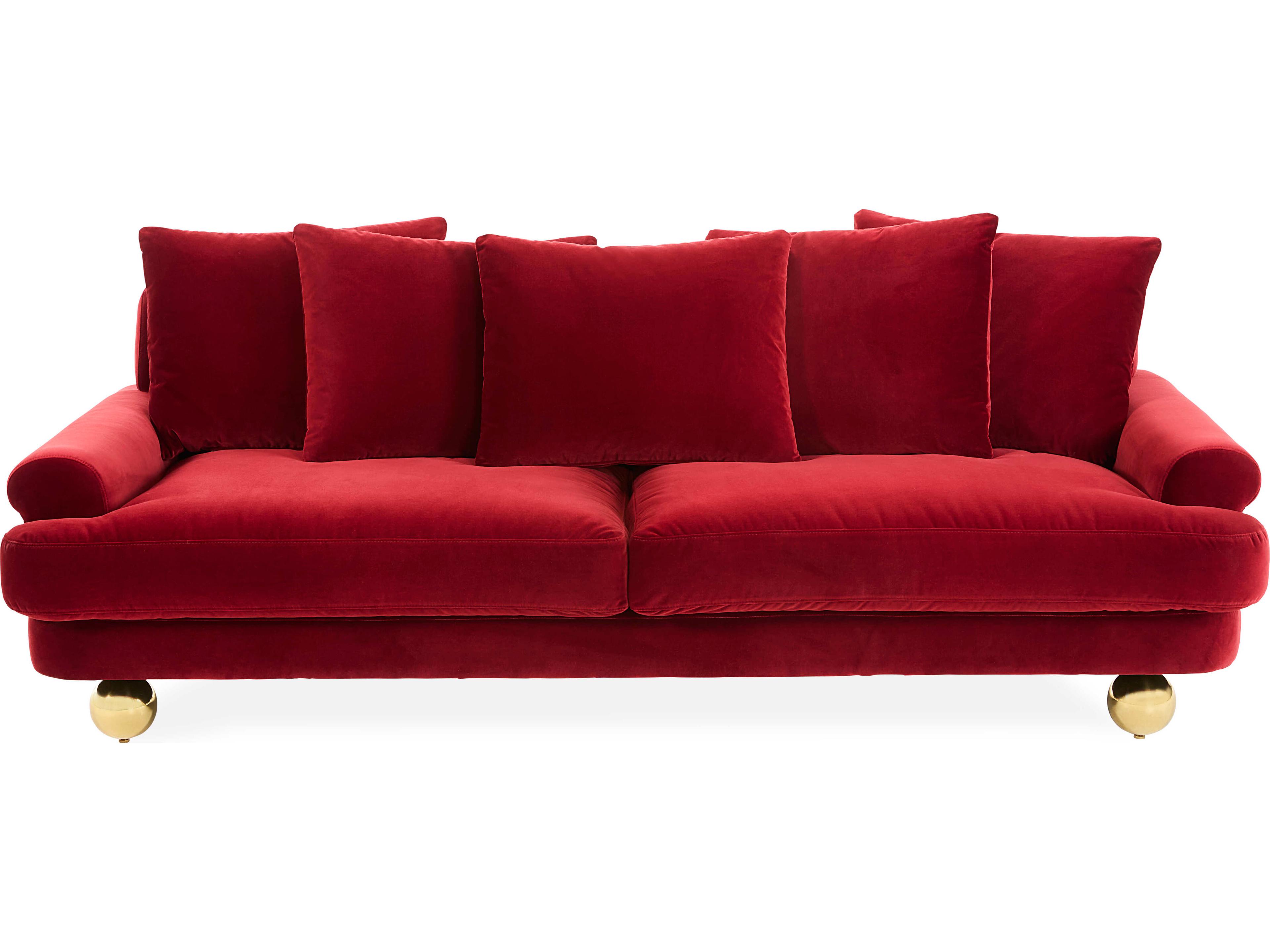 Jonathan Adler Greenwich Vincenza Claret Red Velvet Upholstered Sofa