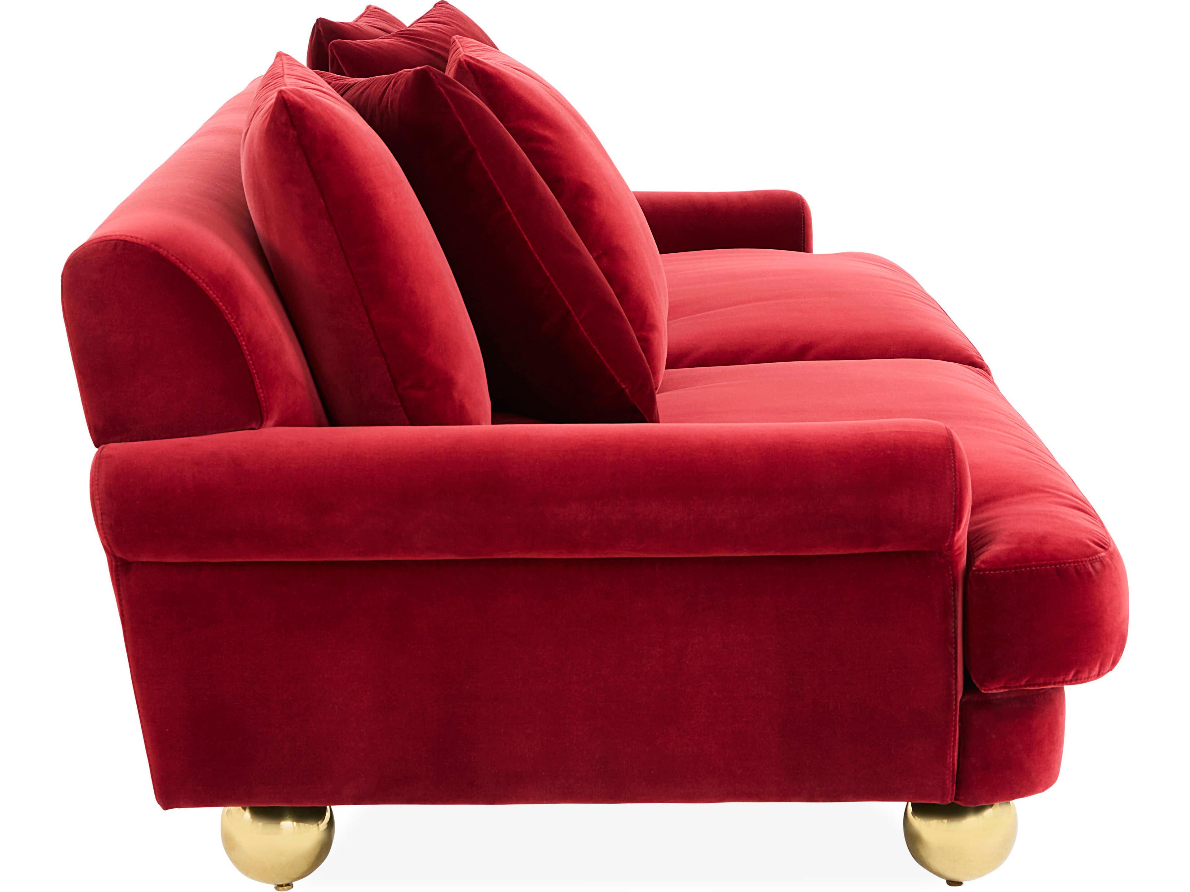 Jonathan Adler Greenwich Vincenza Claret Red Velvet Upholstered Sofa