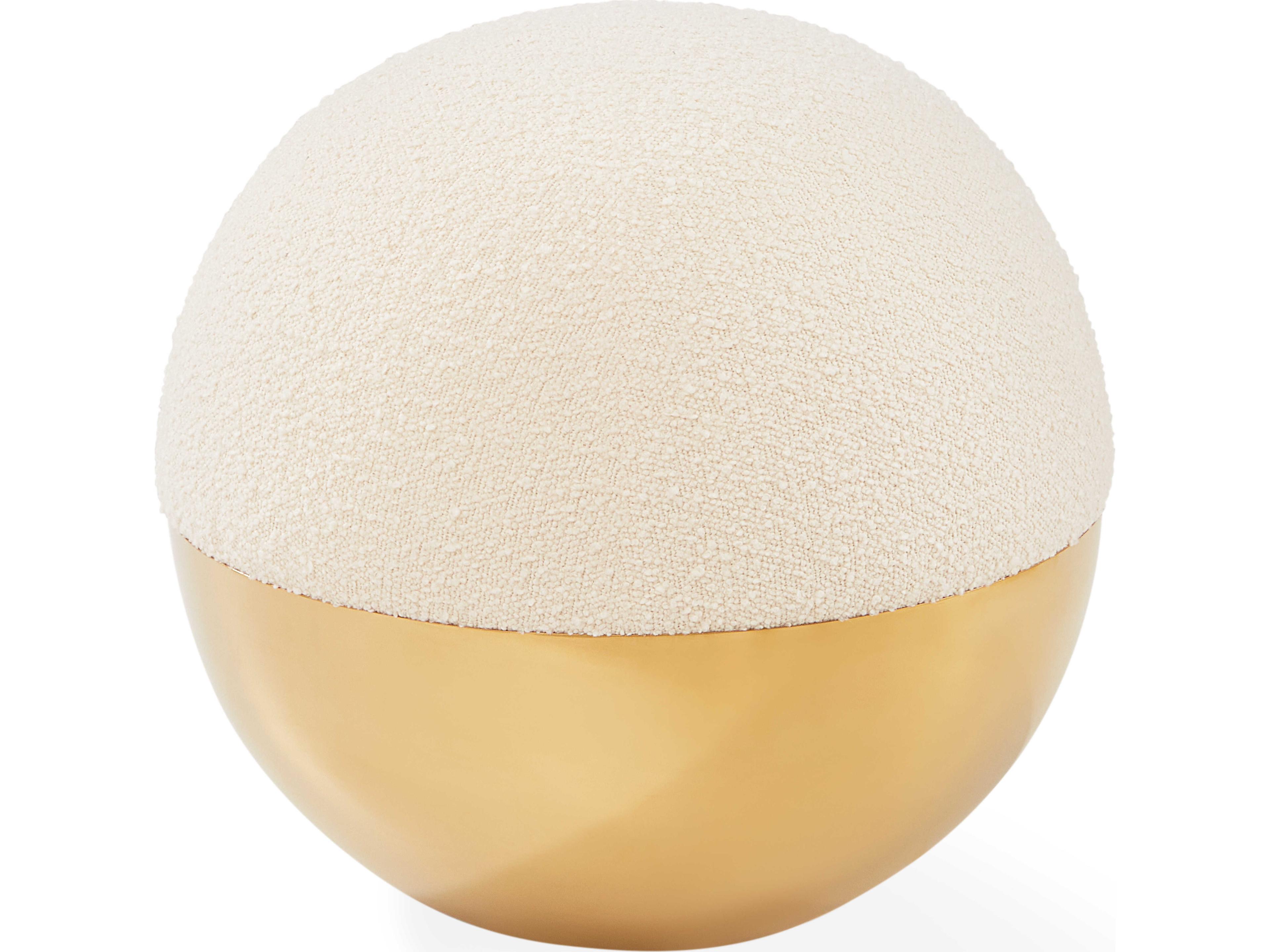 Alphaville Olympus Ivory White Upholstered Accent Stool