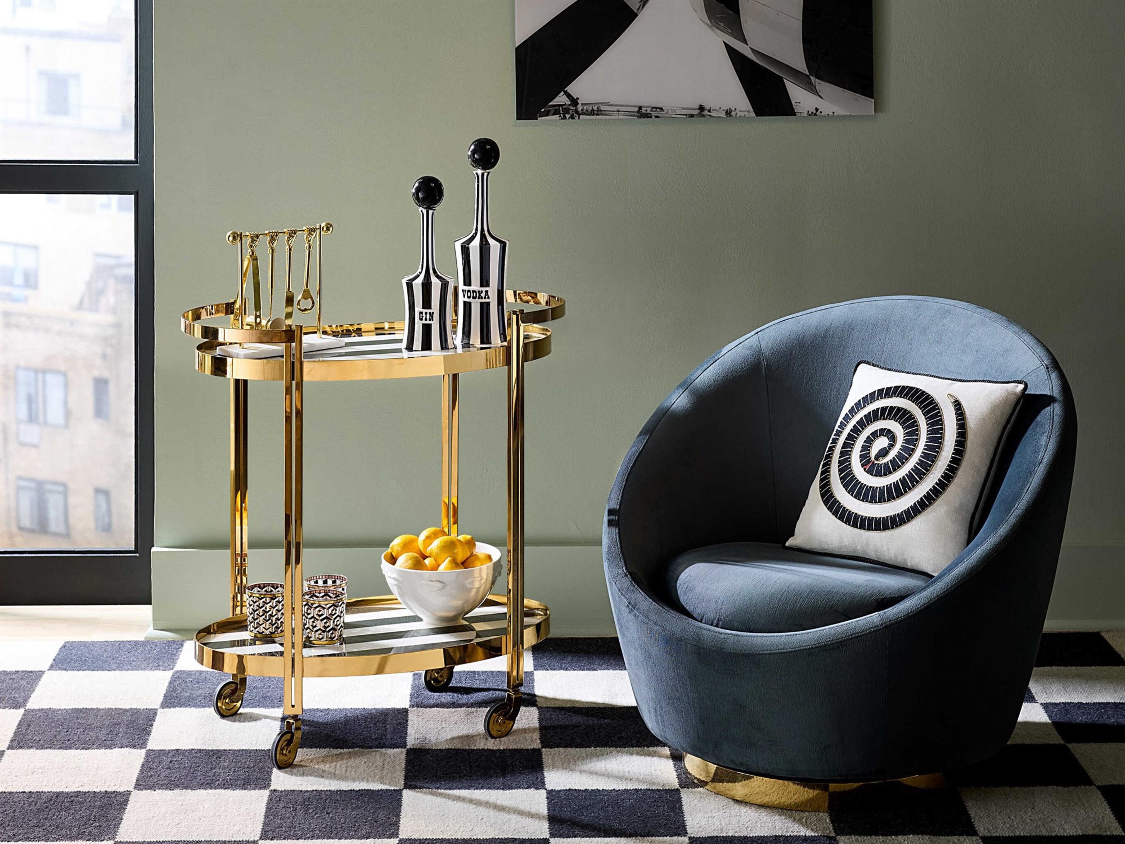 Ether Blue Chair and Bar Table Set